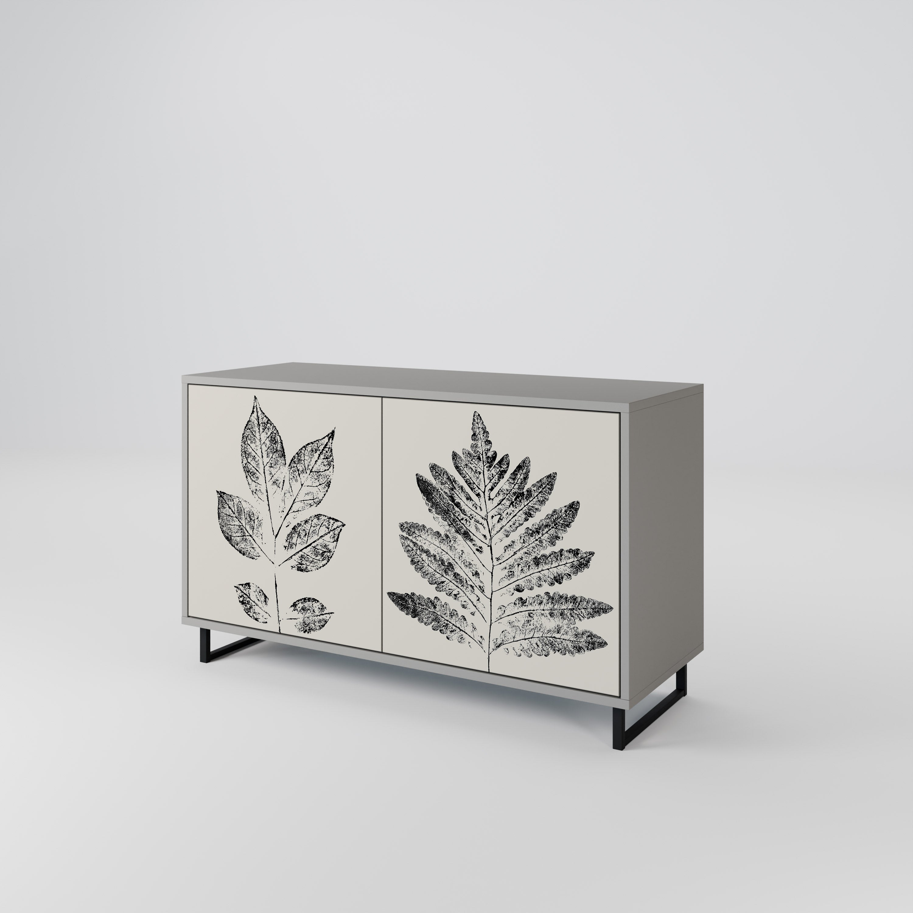 LEAFY STAMPS 2-Door Sideboard in Grey Finish