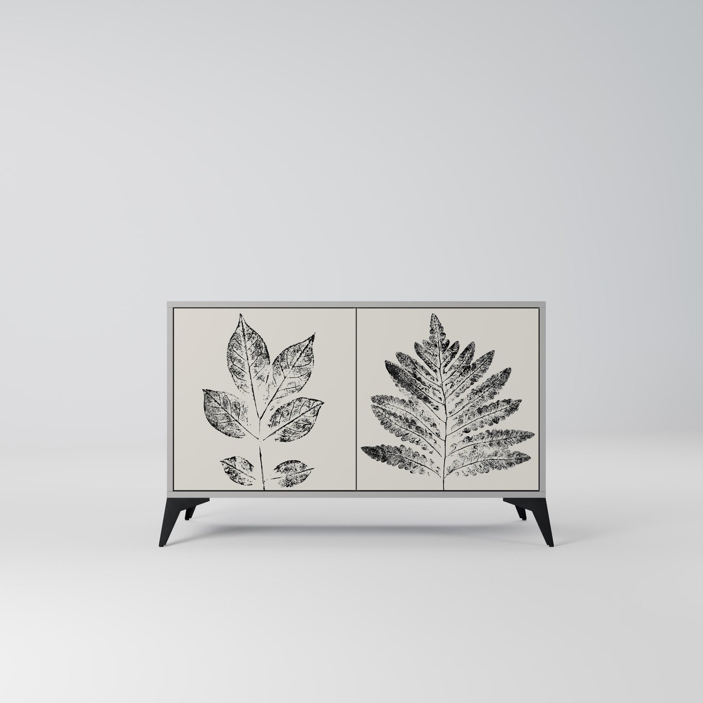 LEAFY STAMPS 2-dörrars skänk i grå finish