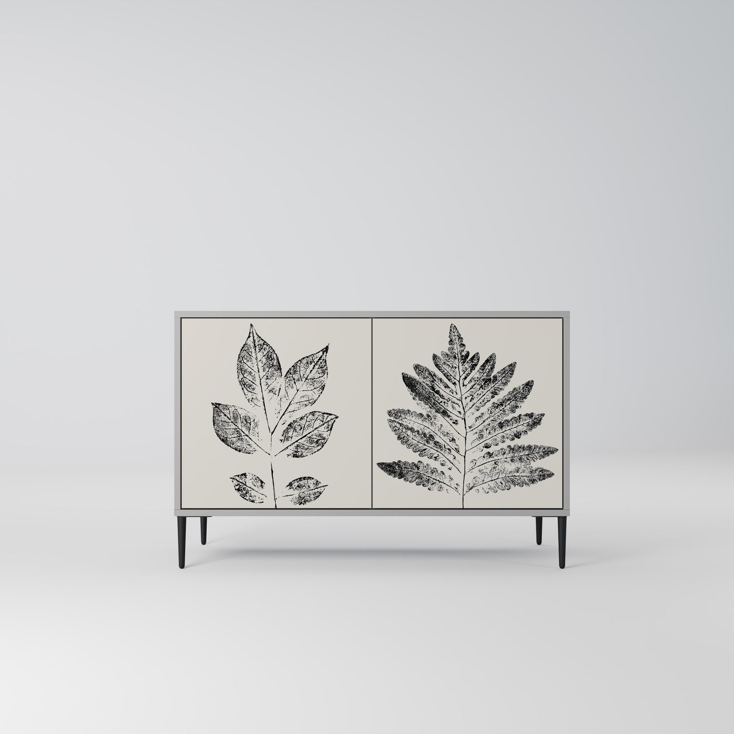 LEAFY STAMPS 2-dörrars skänk i grå finish