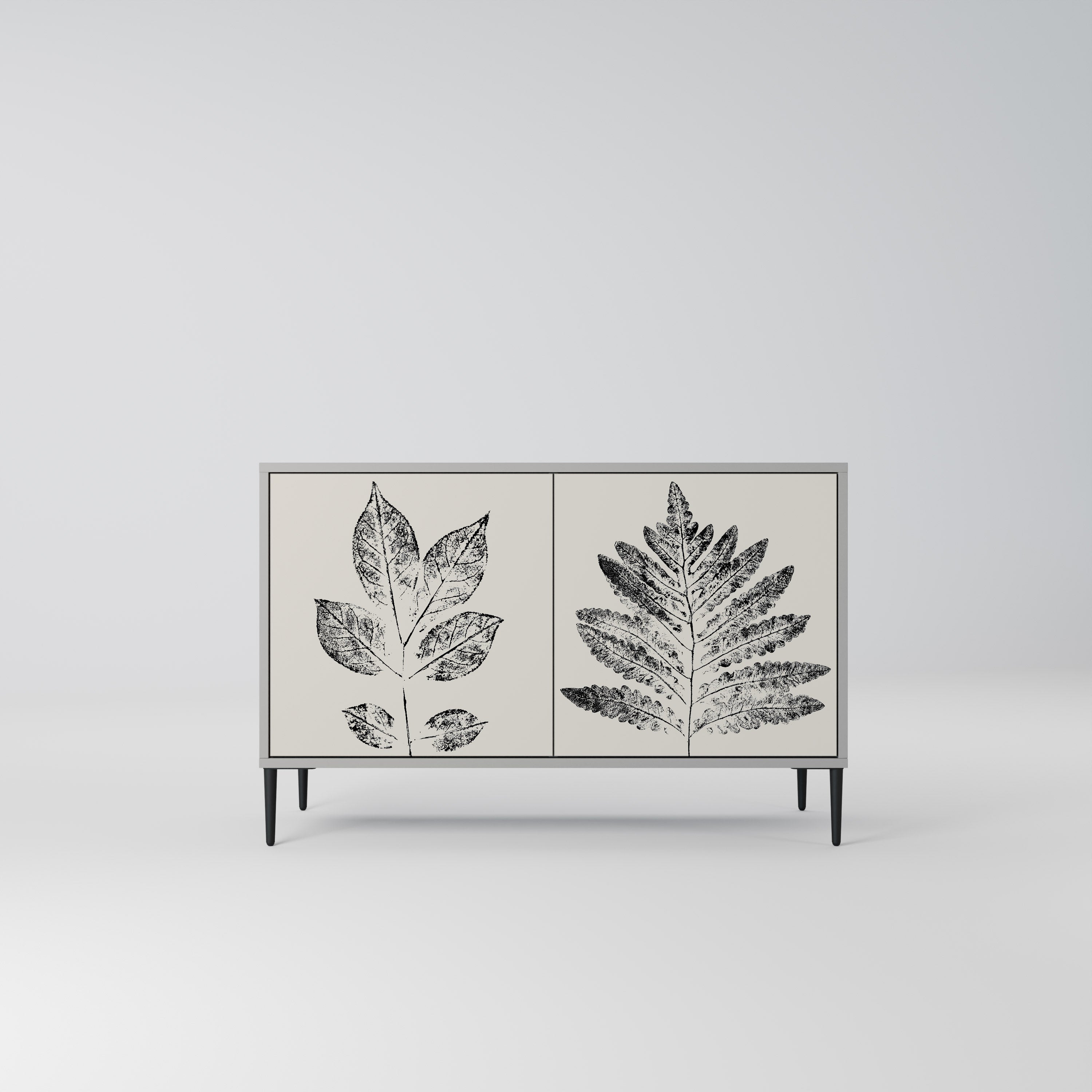 LEAFY STAMPS 2-Door Sideboard in Grey Finish