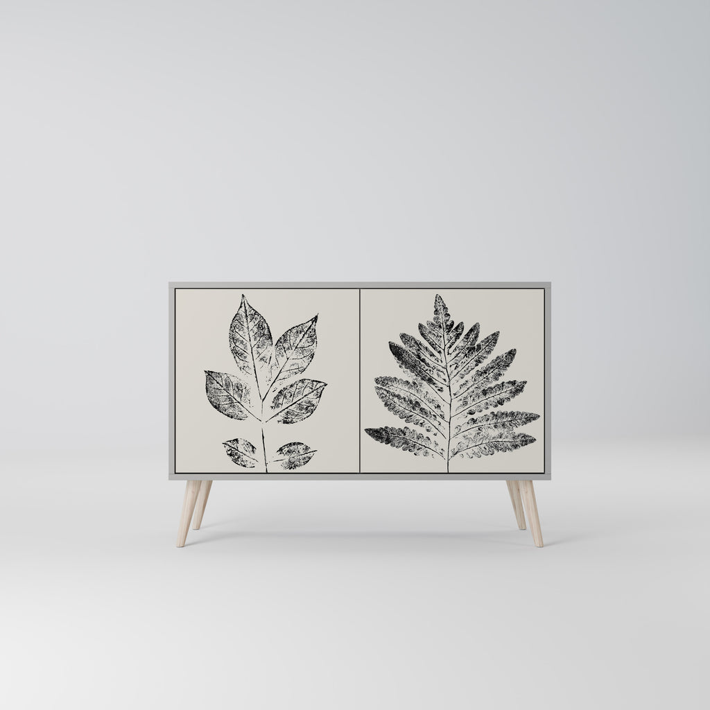 LEAFY STAMPS 2-Door Sideboard in Grey Finish