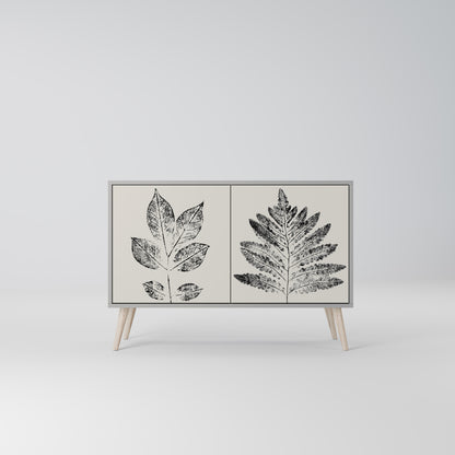 LEAFY STAMPS 2-dörrars skänk i grå finish
