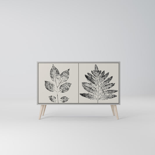 LEAFY STAMPS 2-dörrars skänk i grå finish