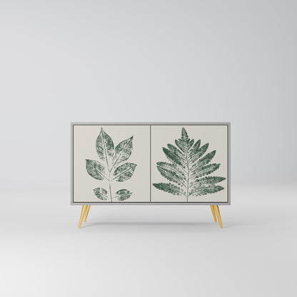 GREEN LEAFY STAMPS 2-Door Sideboard in Grey Finish