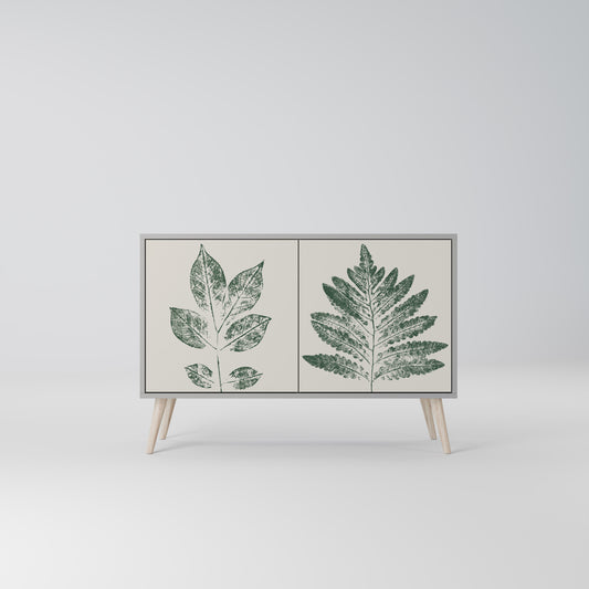 GREEN LEAFY STAMPS 2-dörrars skänk i grå finish