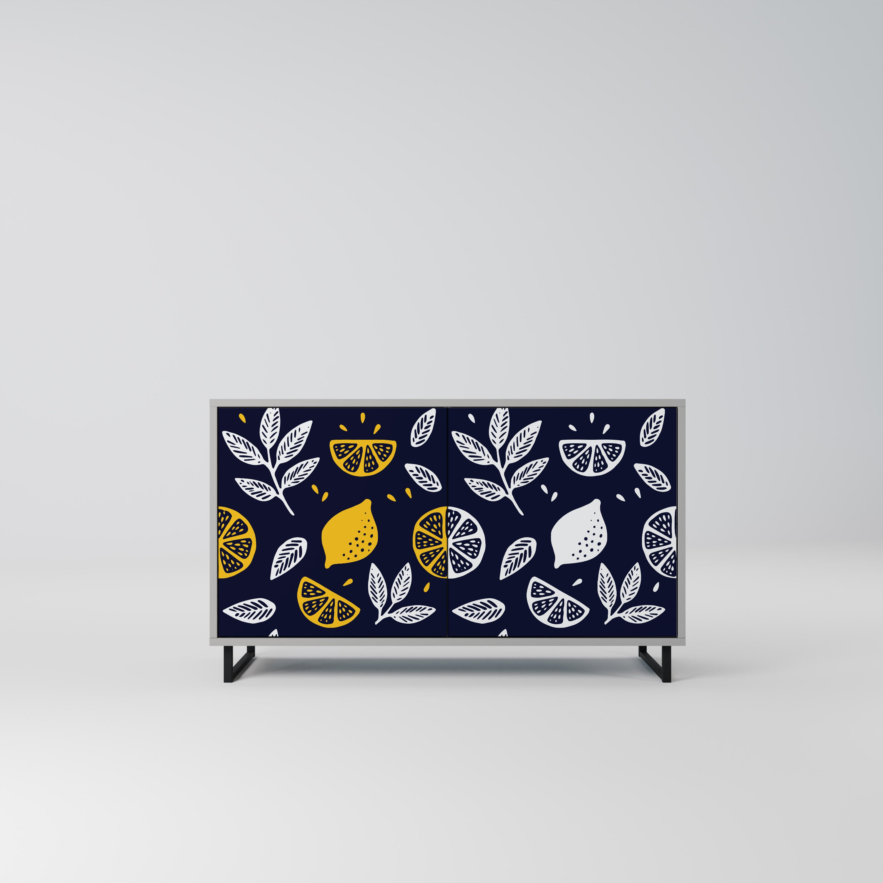 CITRUS BLACK AND WHITE 2-Door Sideboard in Grey Finish