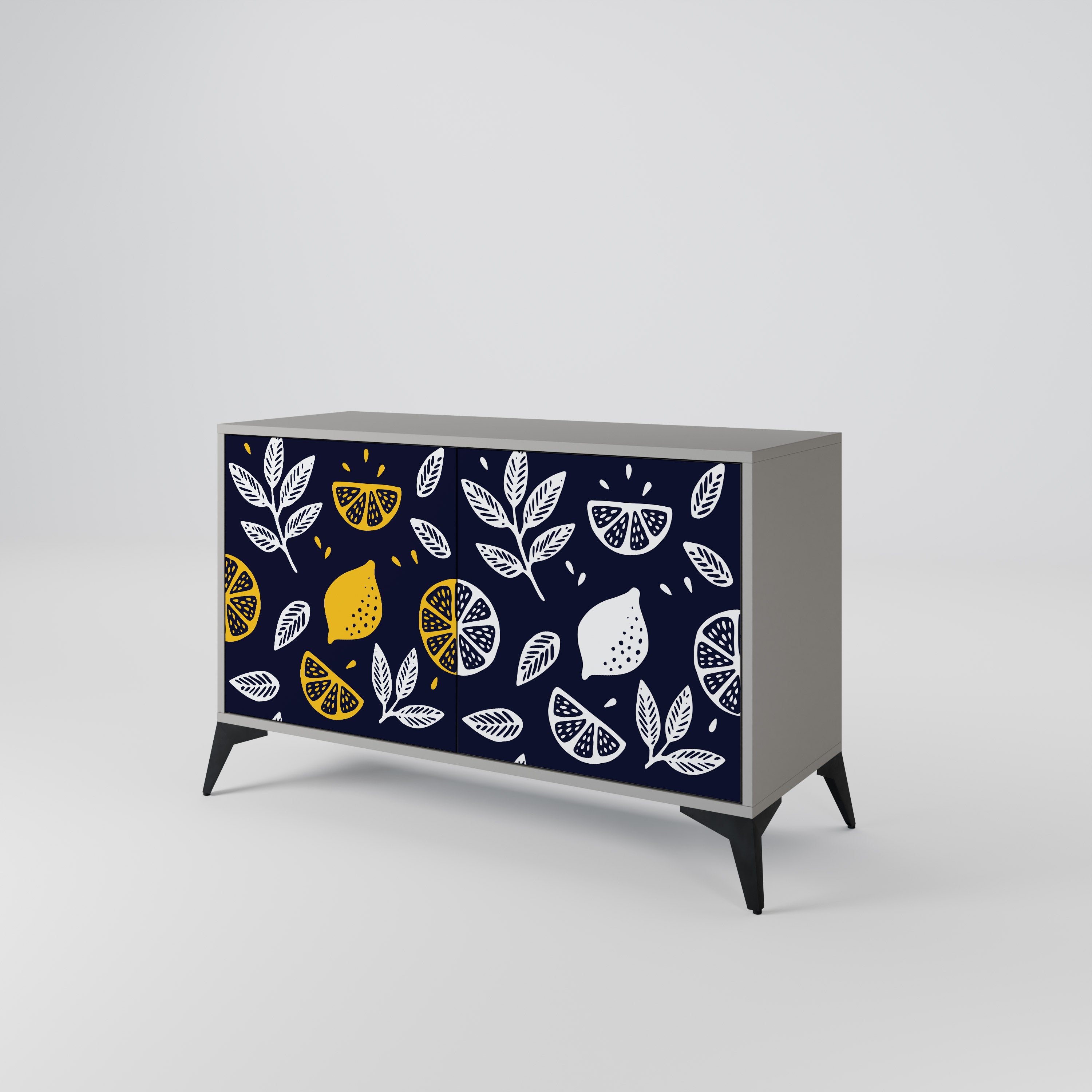 CITRUS BLACK AND WHITE 2-Door Sideboard in Grey Finish