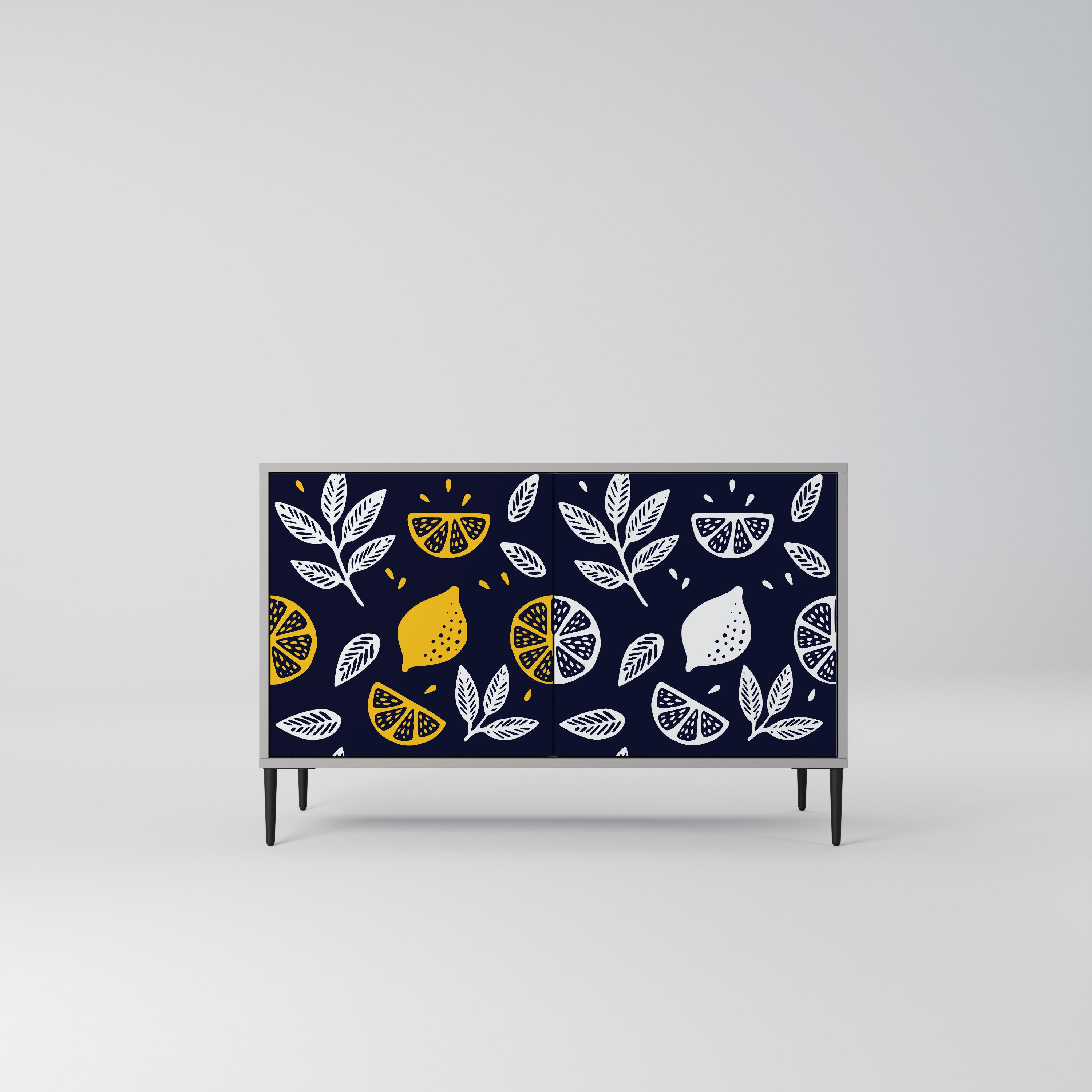 CITRUS BLACK AND WHITE 2-Door Sideboard in Grey Finish