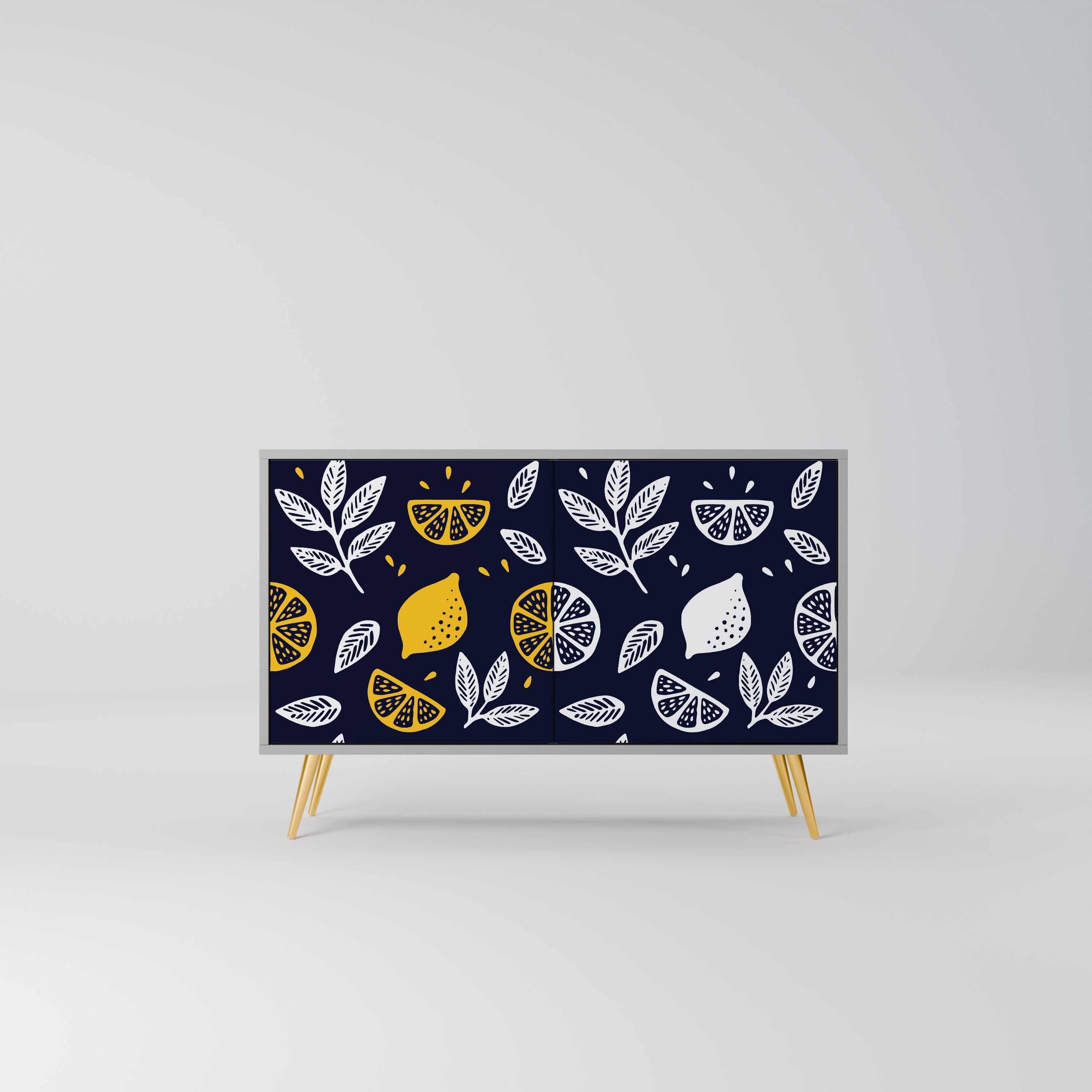 CITRUS BLACK AND WHITE 2-Door Sideboard in Grey Finish