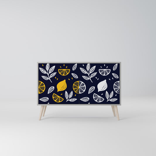 CITRUS BLACK AND WHITE 2-Door Sideboard in Grey Finish