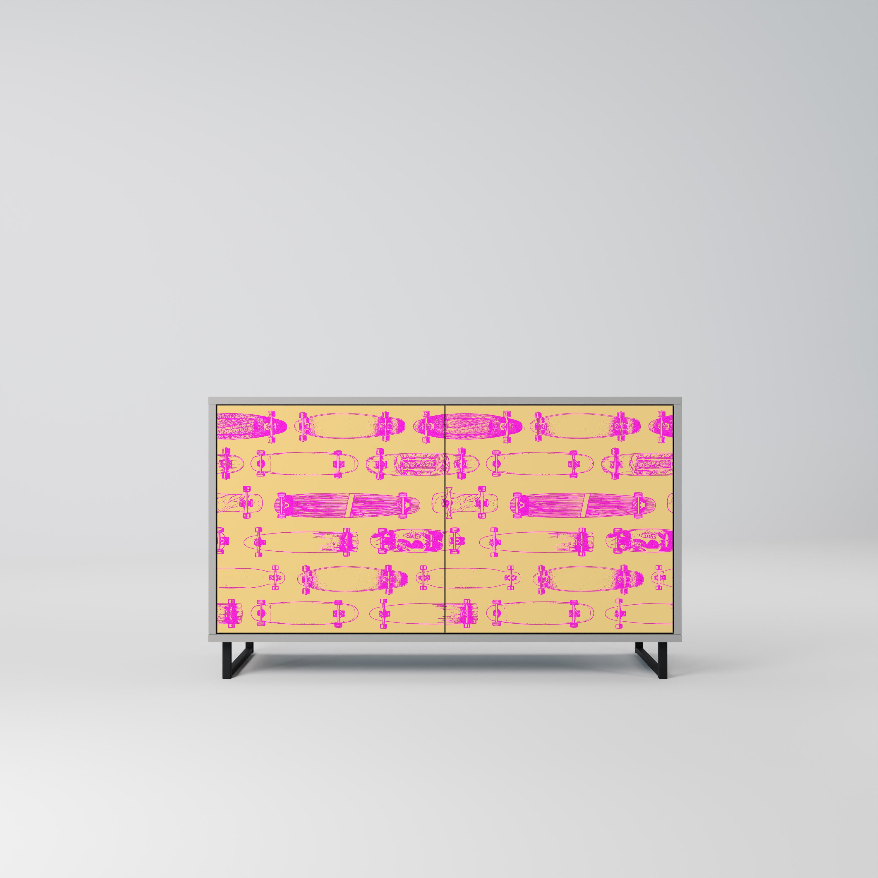 SKATEBOARD ARTISTRY 2-Door Sideboard in Grey Finish