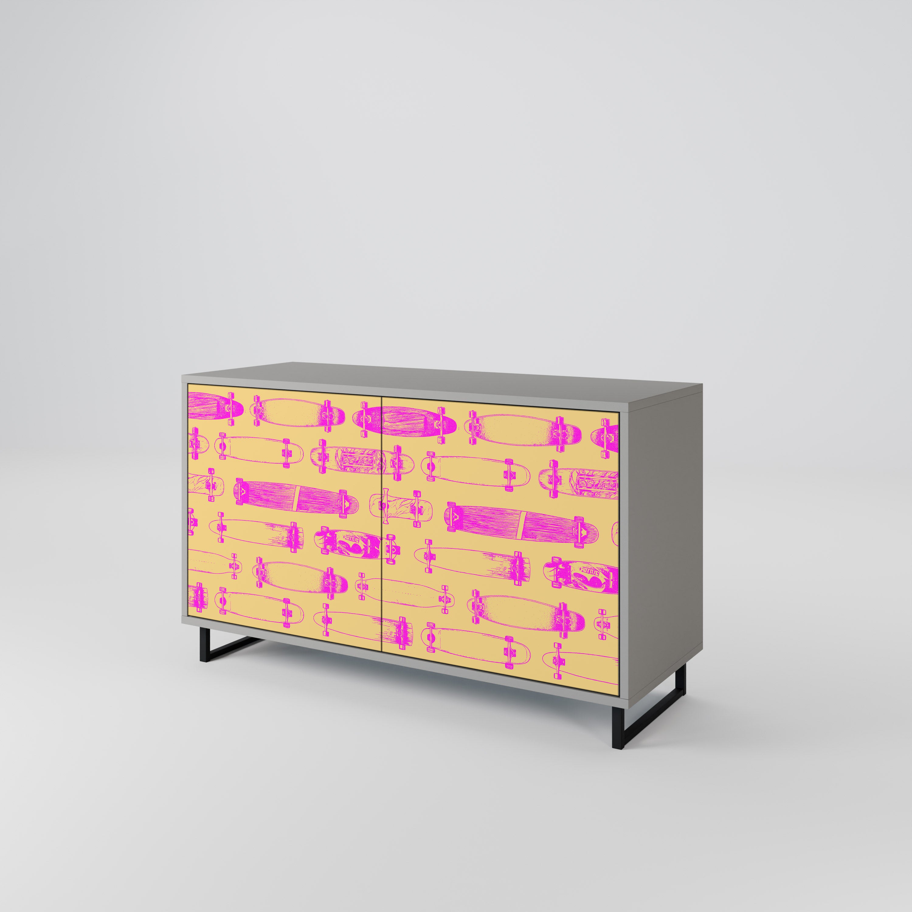 SKATEBOARD ARTISTRY 2-Door Sideboard in Grey Finish