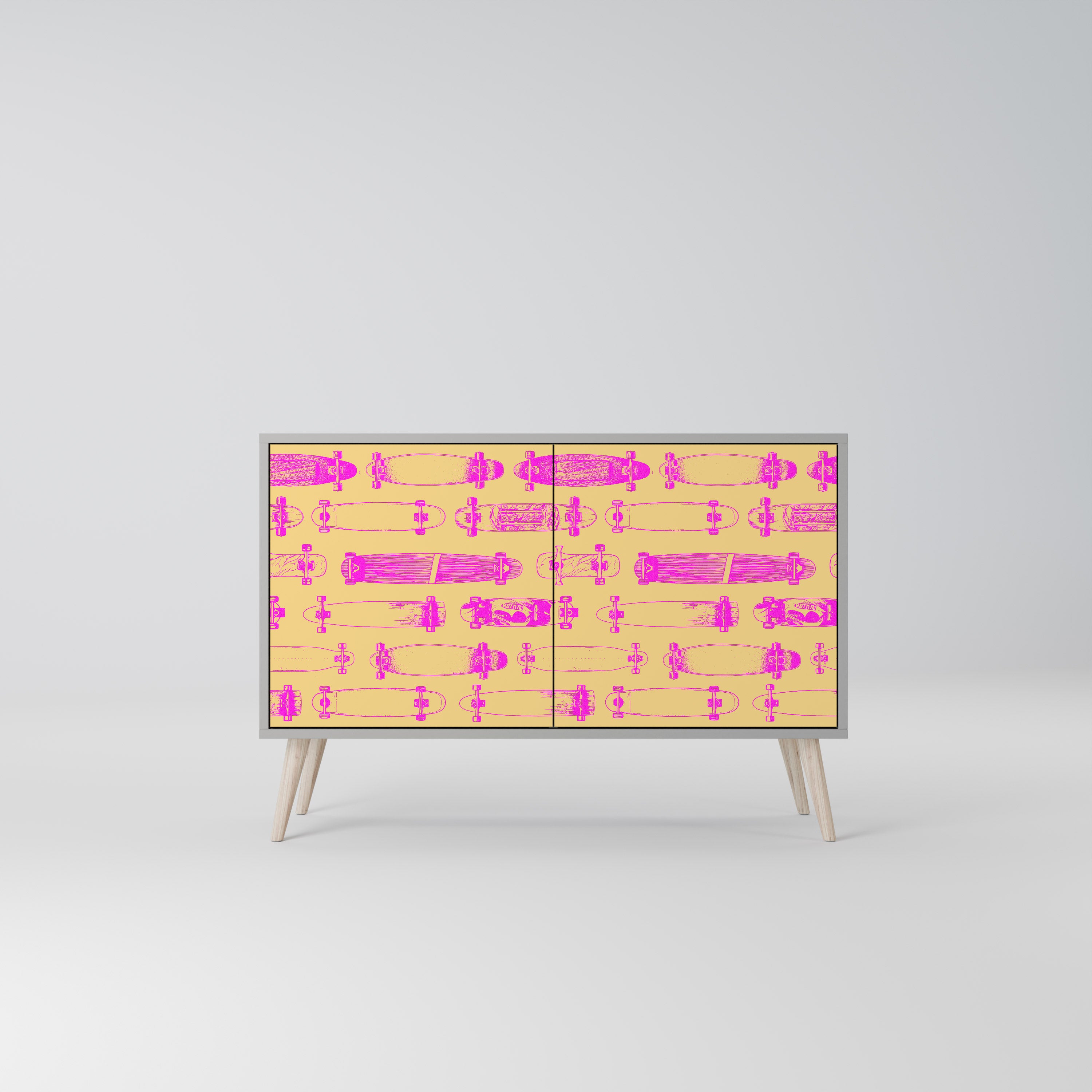 SKATEBOARD ARTISTRY 2-Door Sideboard in Grey Finish