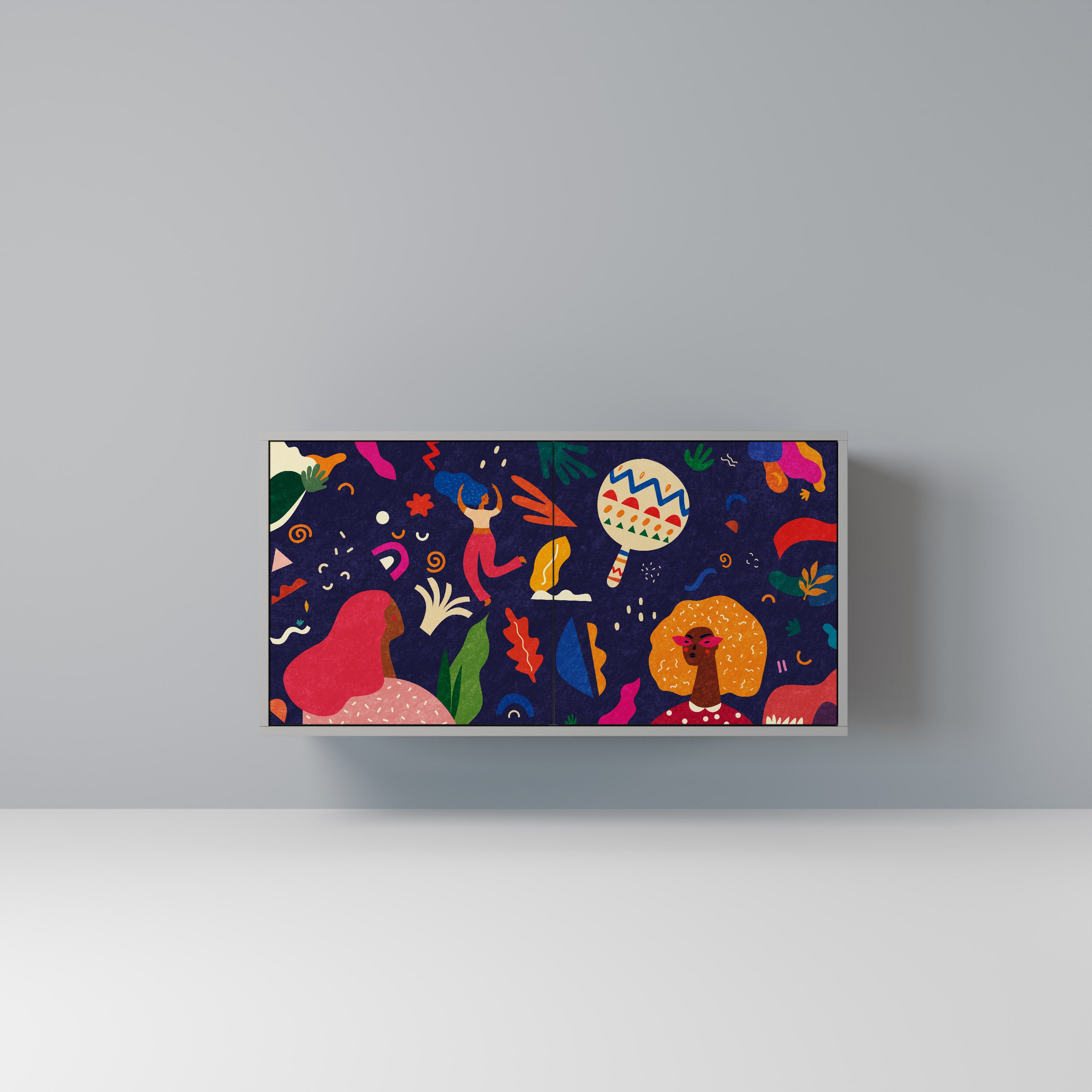 FESTIVE PLEASURES 2-Door Sideboard in Grey Finish