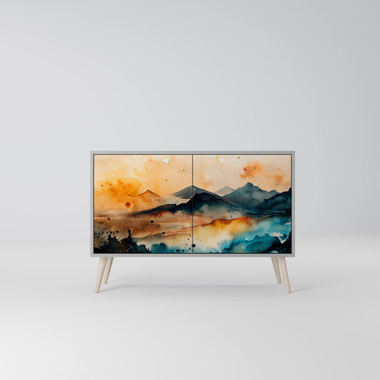 OMINOUS MOUNTAINS 2-Door Sideboard in Grey Finish