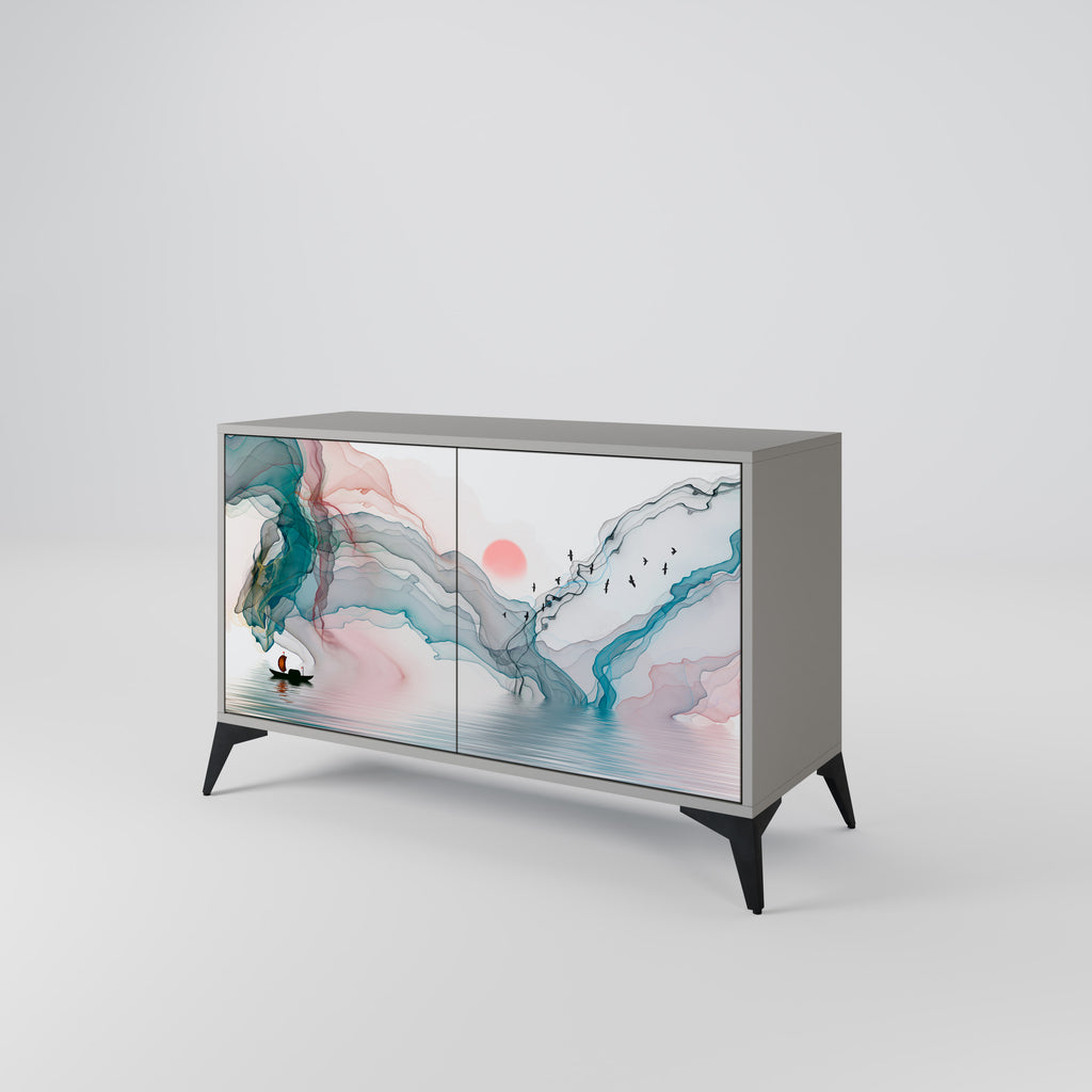 VELVET CROSSING 2-Door Sideboard in Grey Finish