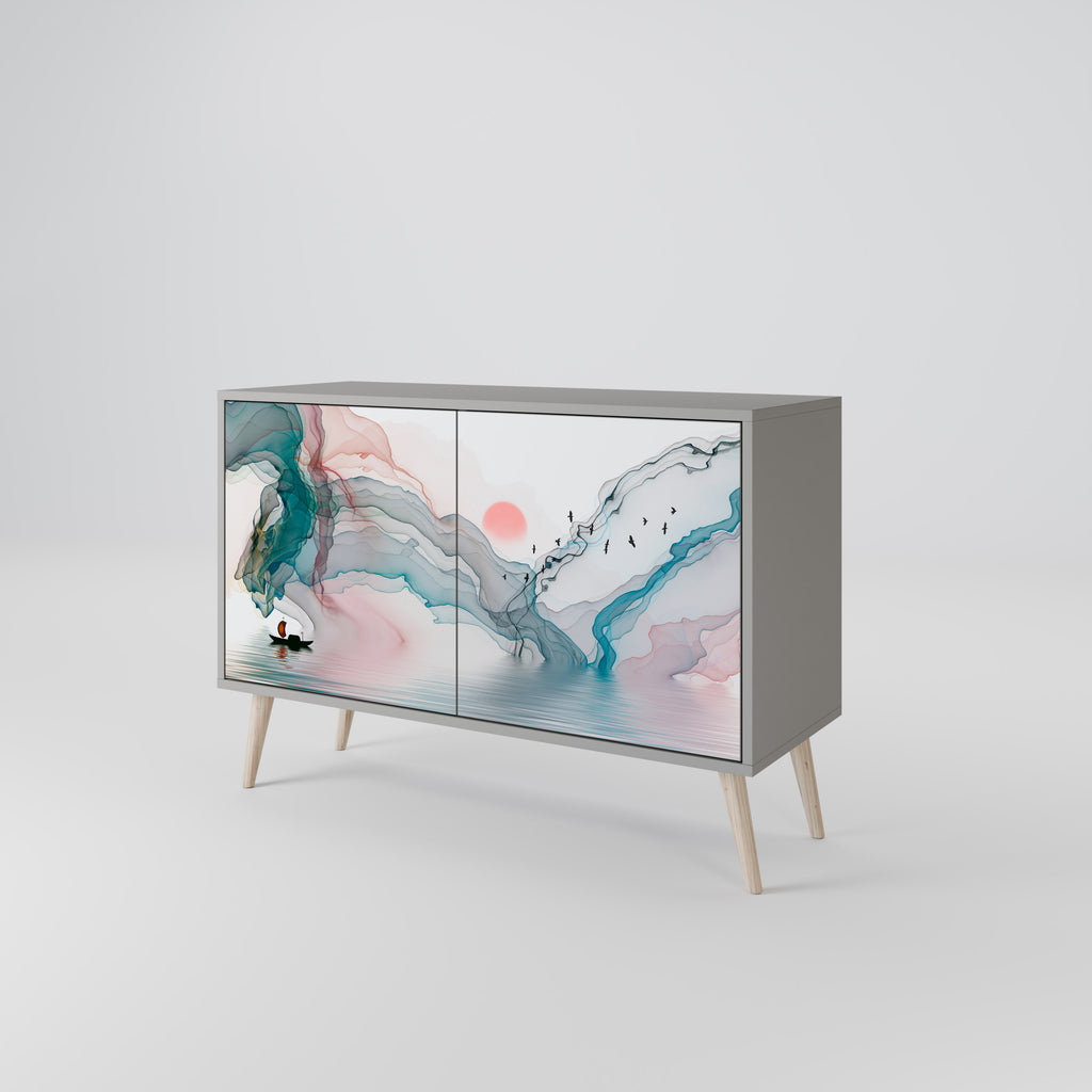 VELVET CROSSING 2-Door Sideboard in Grey Finish