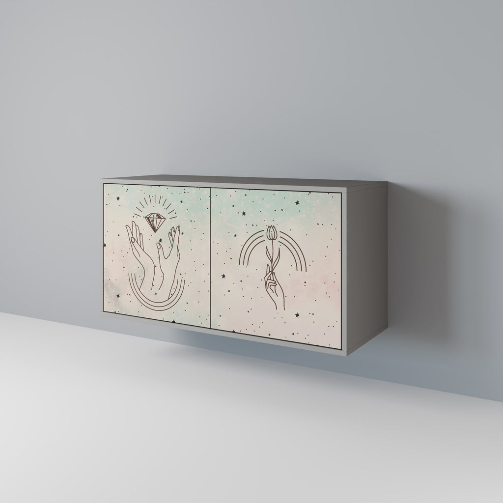 DELICATE BEAUTY 2-Door Sideboard in Grey Finish