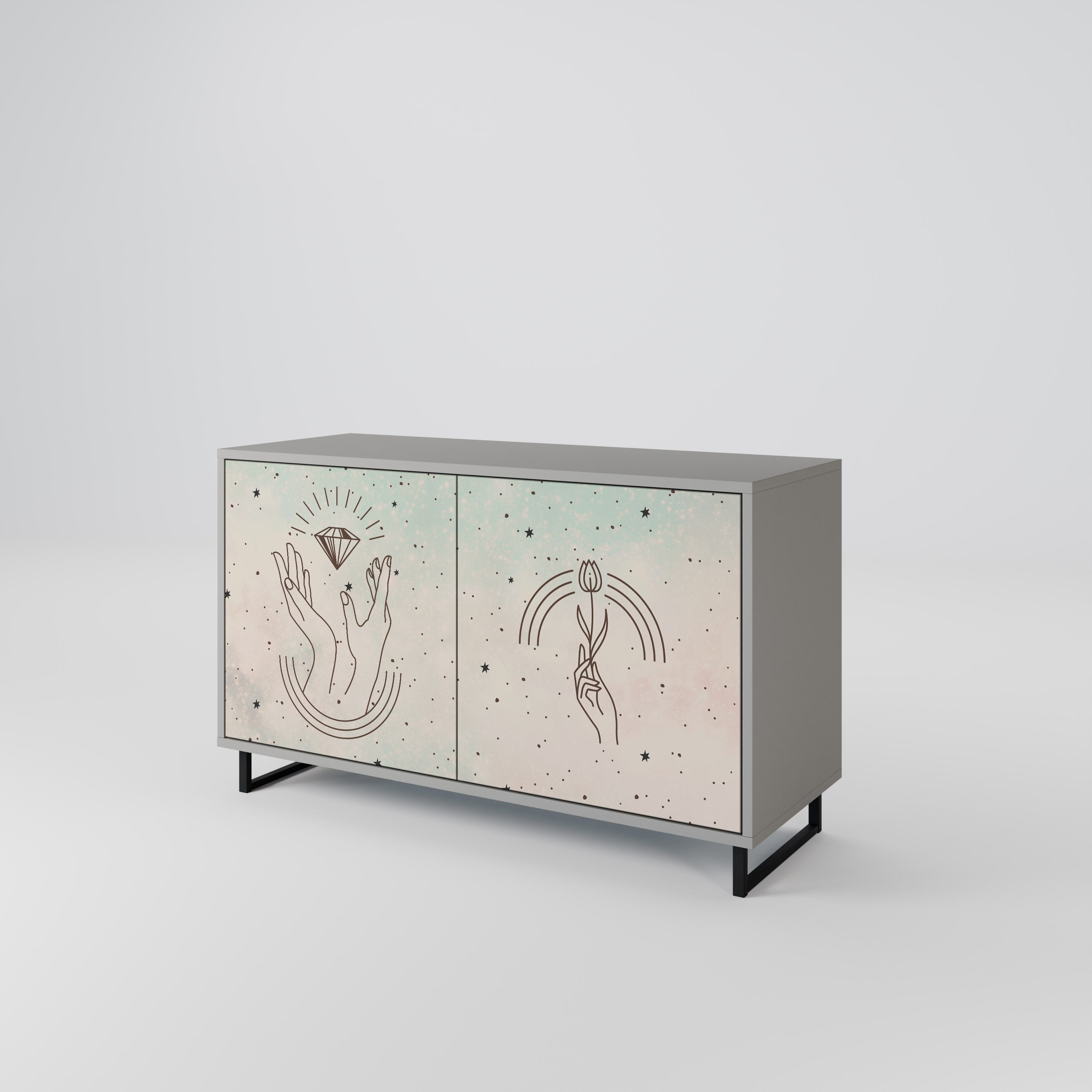 DELICATE BEAUTY 2-Door Sideboard in Grey Finish