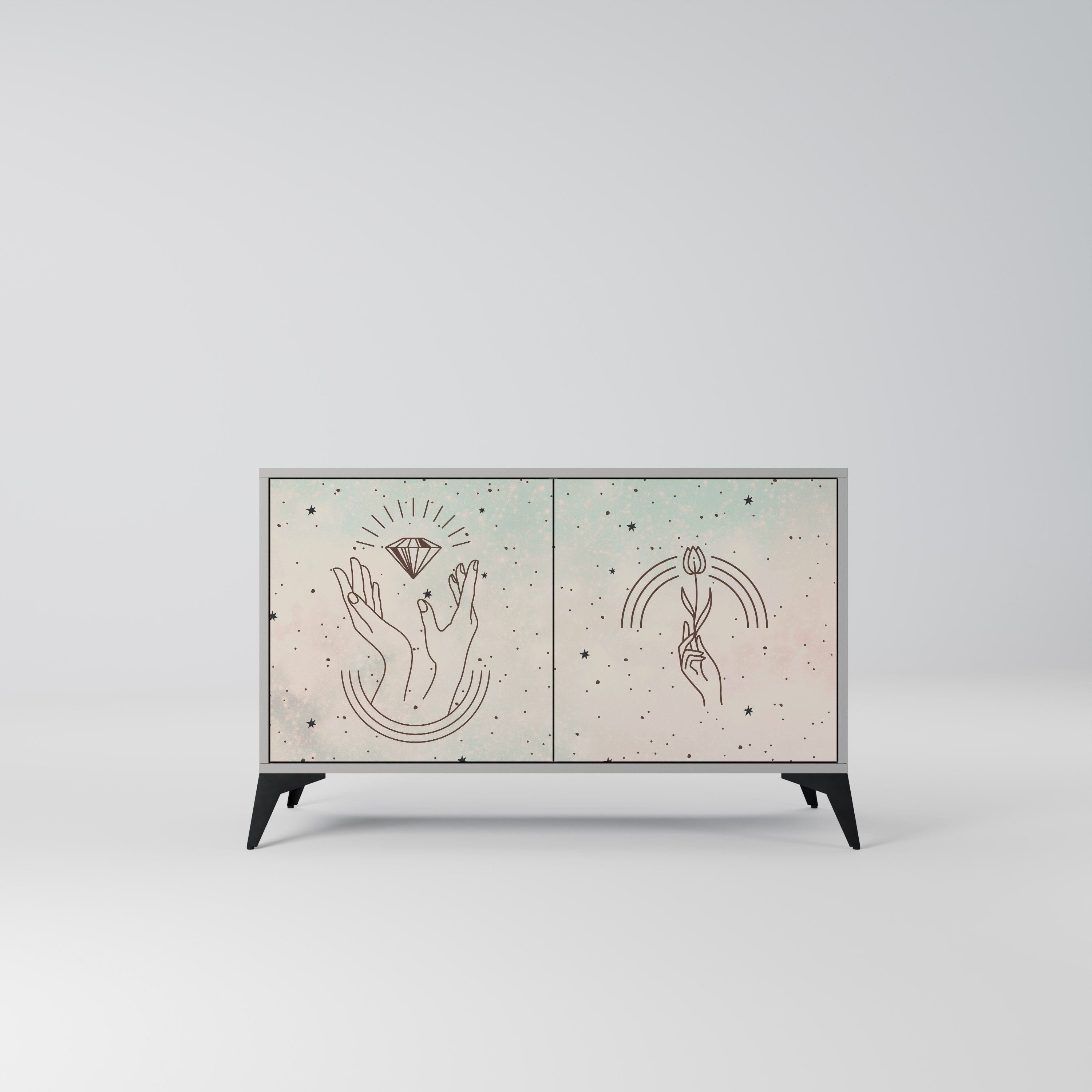 DELICATE BEAUTY 2-Door Sideboard in Grey Finish