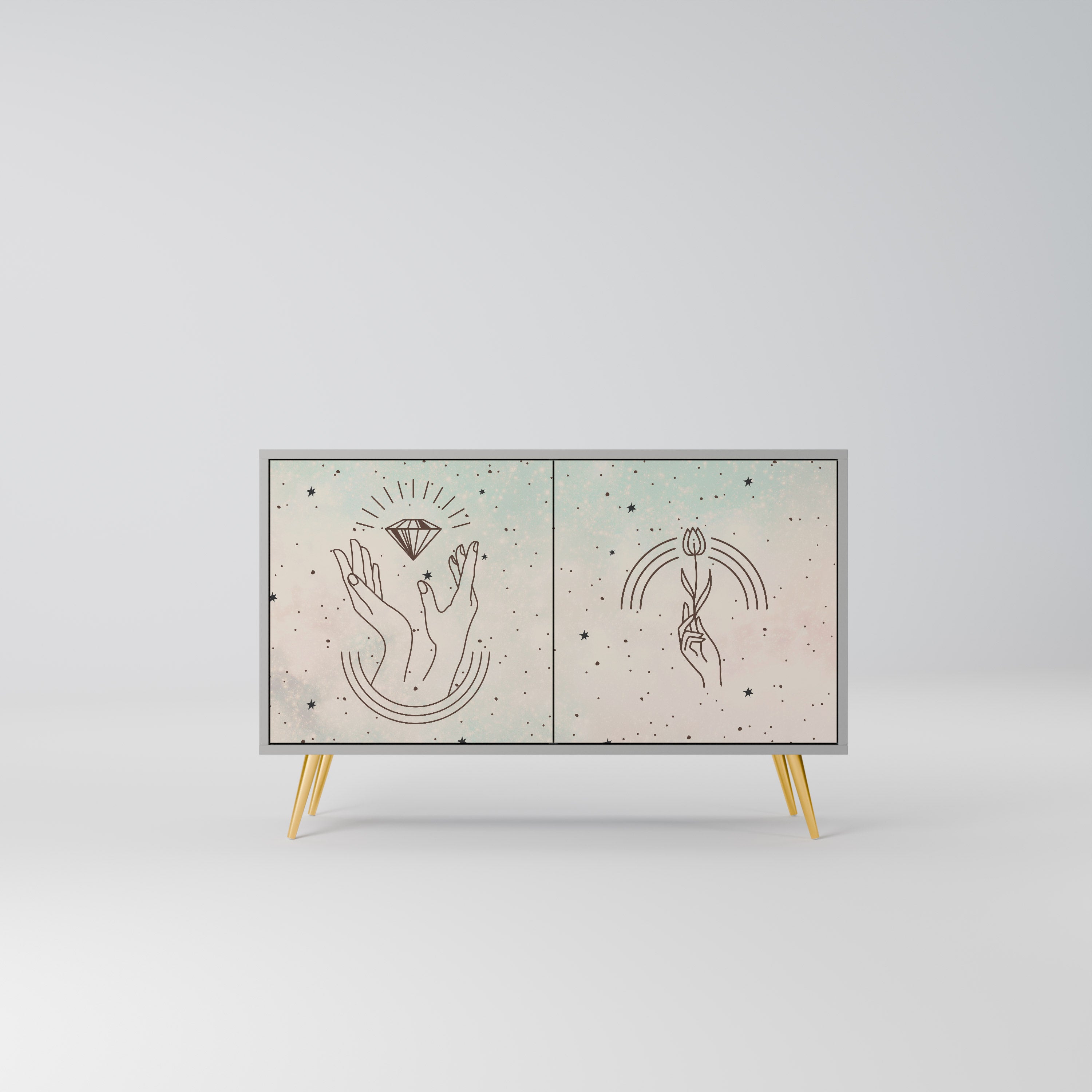 DELICATE BEAUTY 2-Door Sideboard in Grey Finish