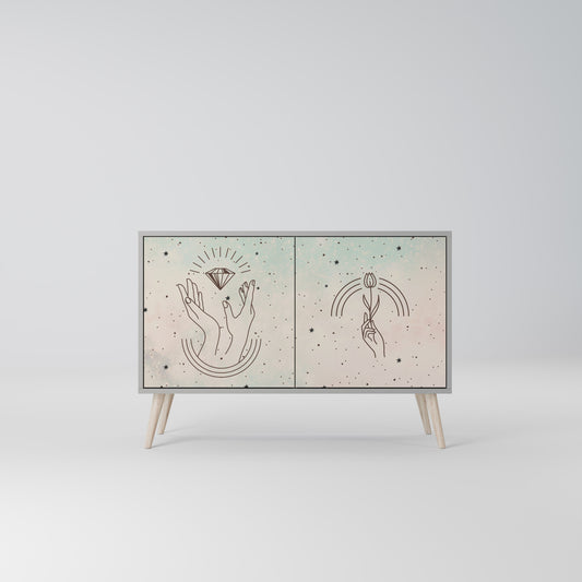 DELICATE BEAUTY 2-Door Sideboard in Grey Finish