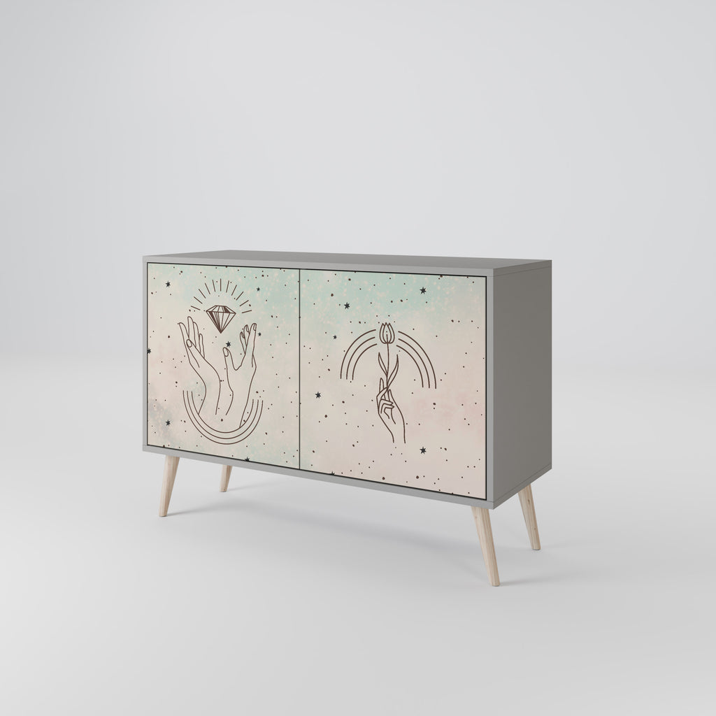 DELICATE BEAUTY 2-Door Sideboard in Grey Finish
