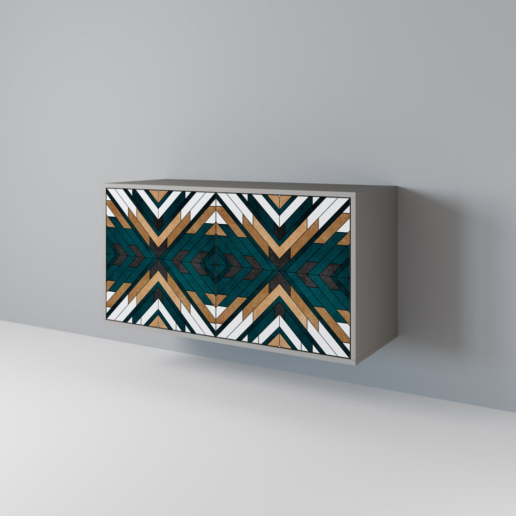 KONSTNÄRLIG GEOMETRI 2-dörrars skänk i grå finish
