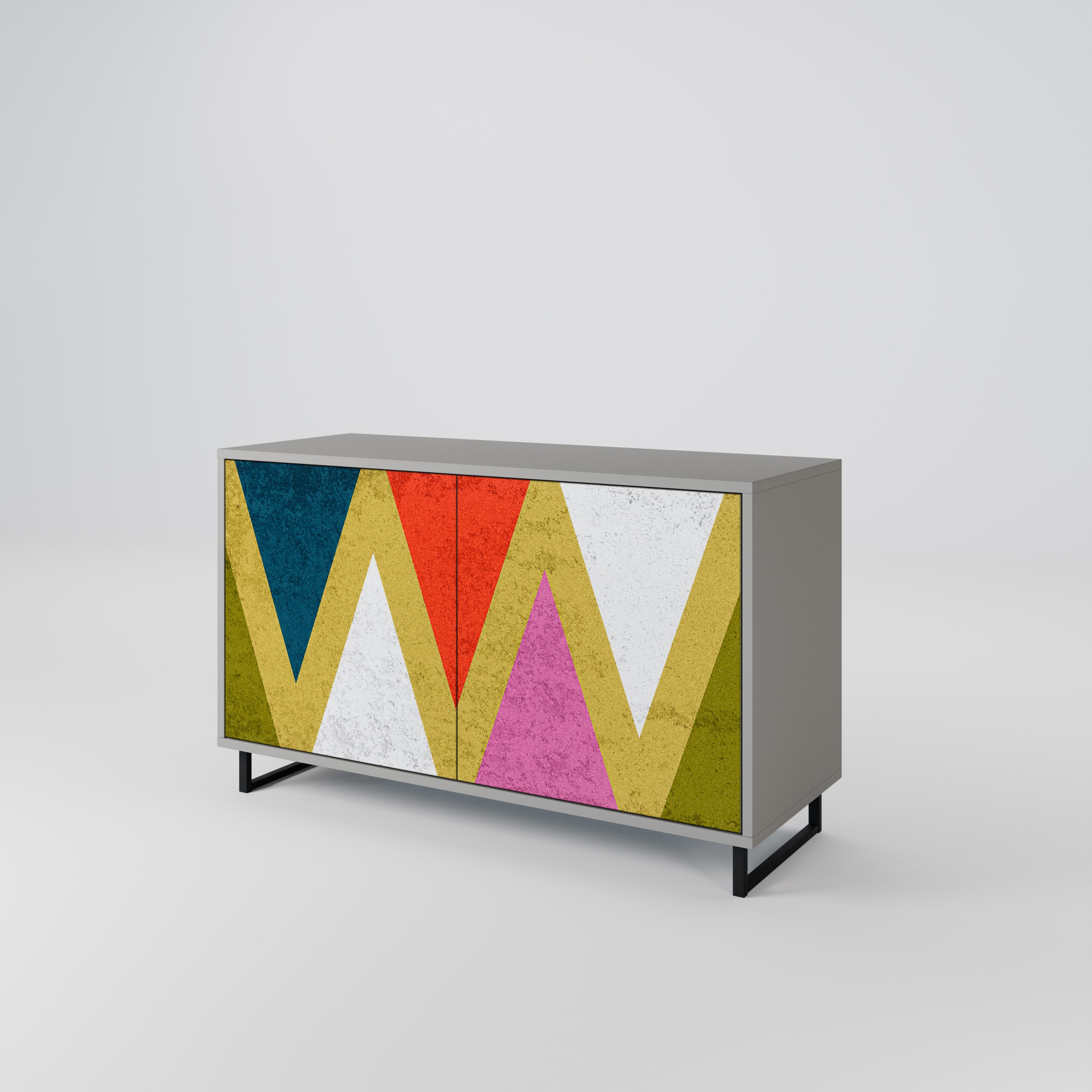 COLORFUL TRIANGLES 2-Door Sideboard in Grey Finish