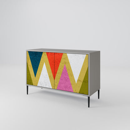 COLORFUL TRIANGLES 2-Door Sideboard in Grey Finish
