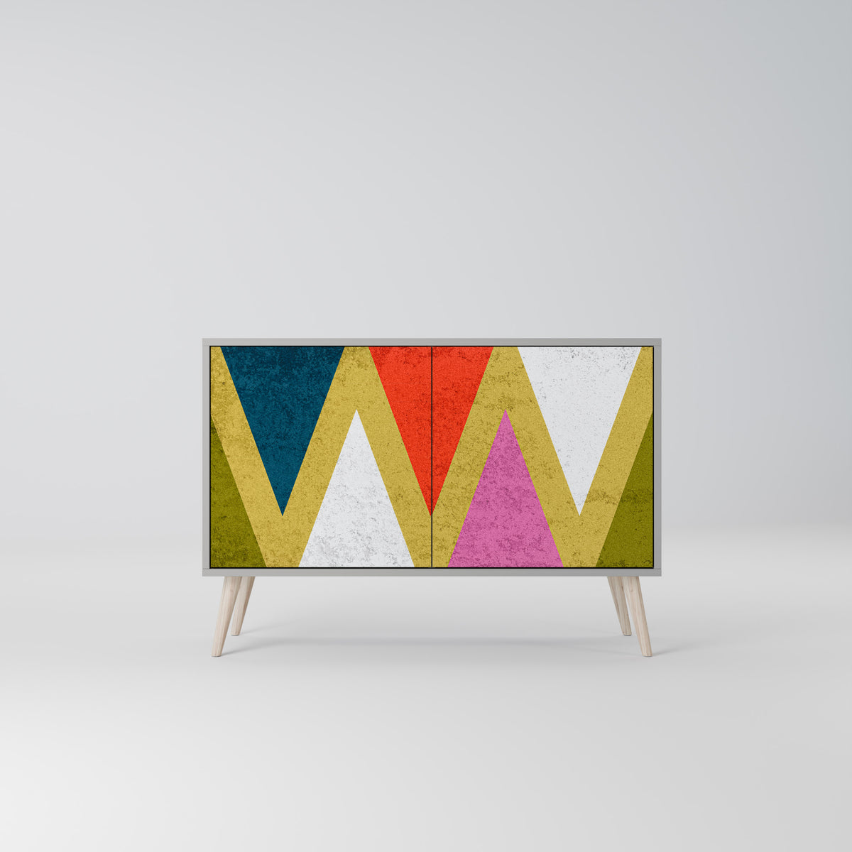 COLORFUL TRIANGLES Skänk med två dörrar