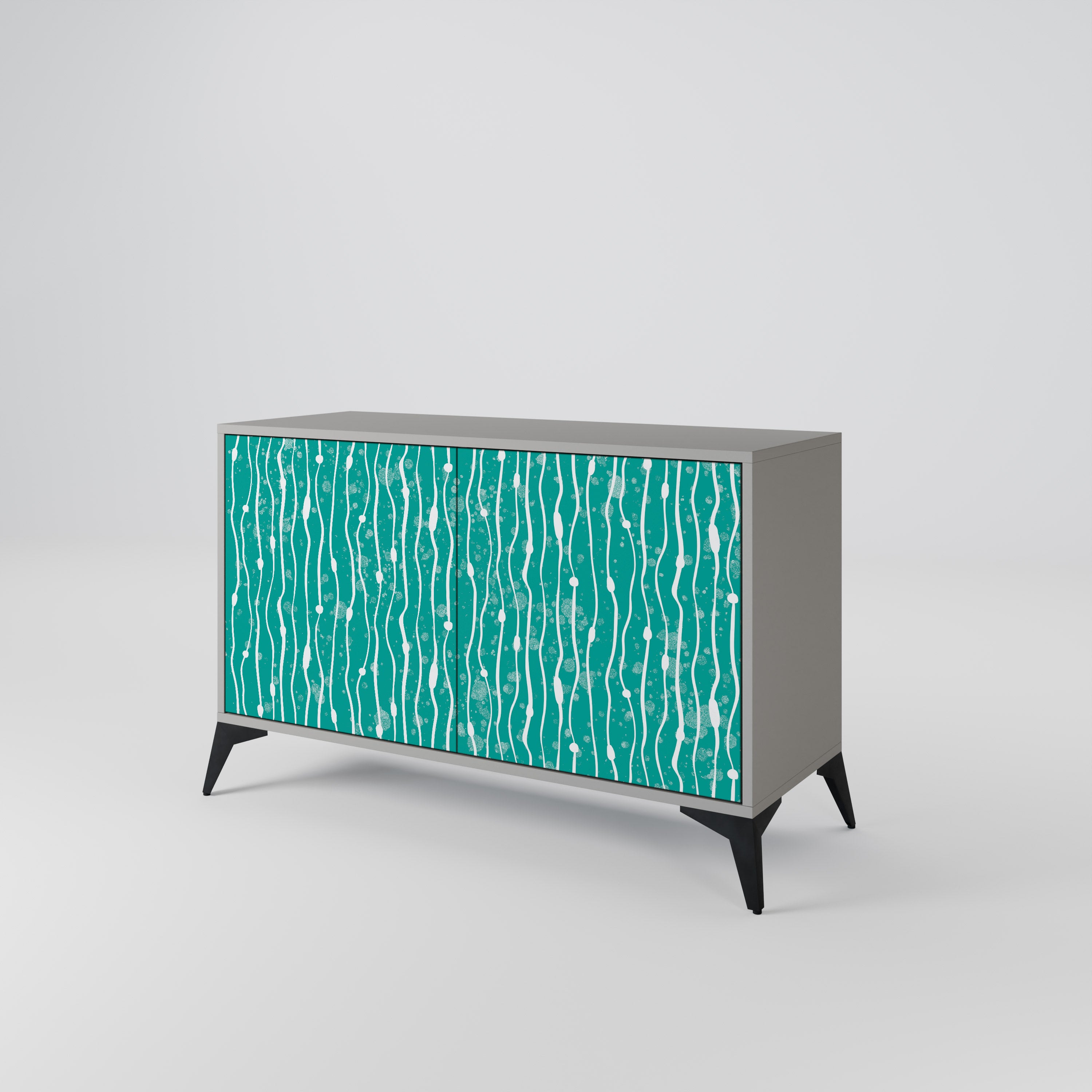 TURQUOISE RAIN 2-Door Sideboard in Grey Finish