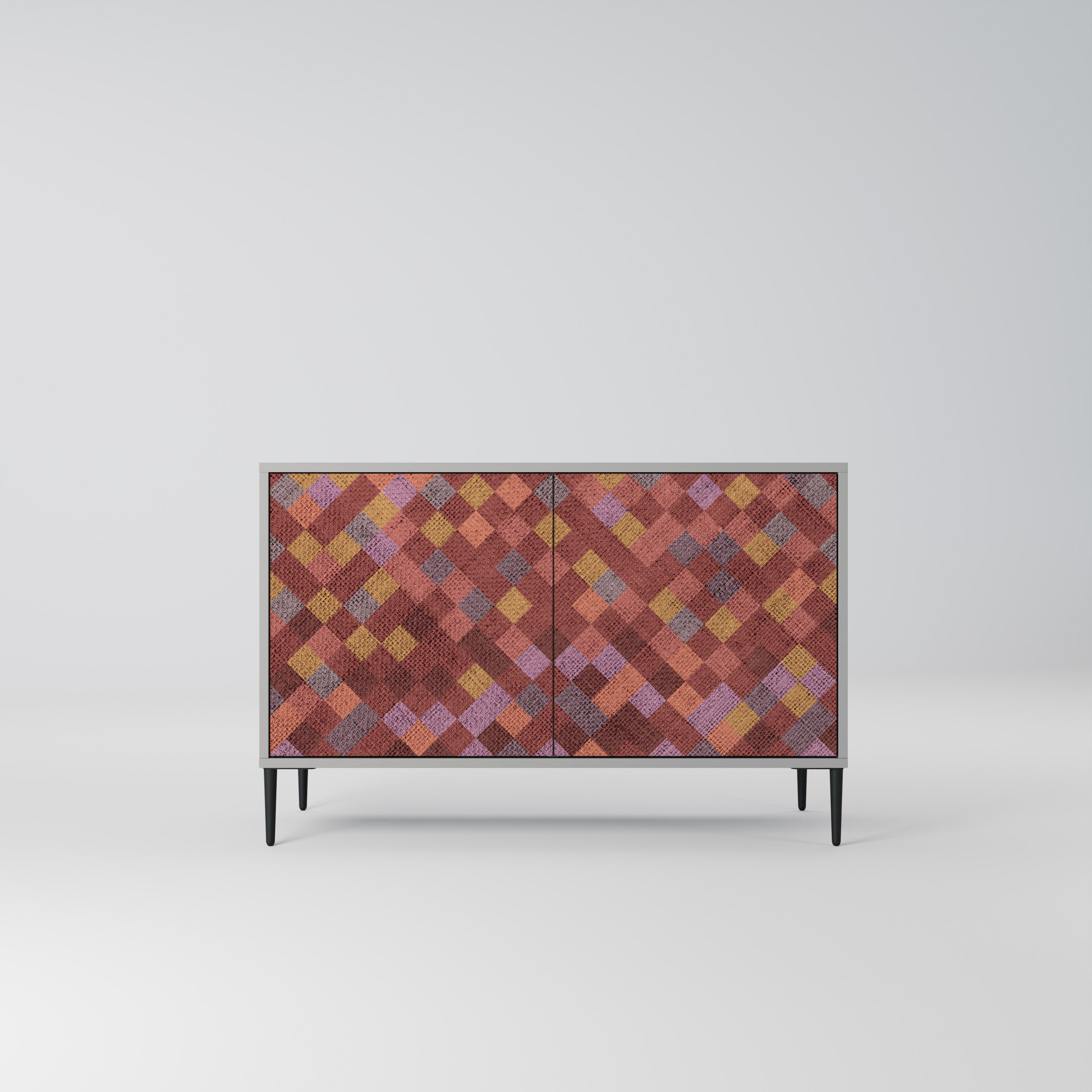 PAINTED SQUARES 2-Door Sideboard in Grey Finish