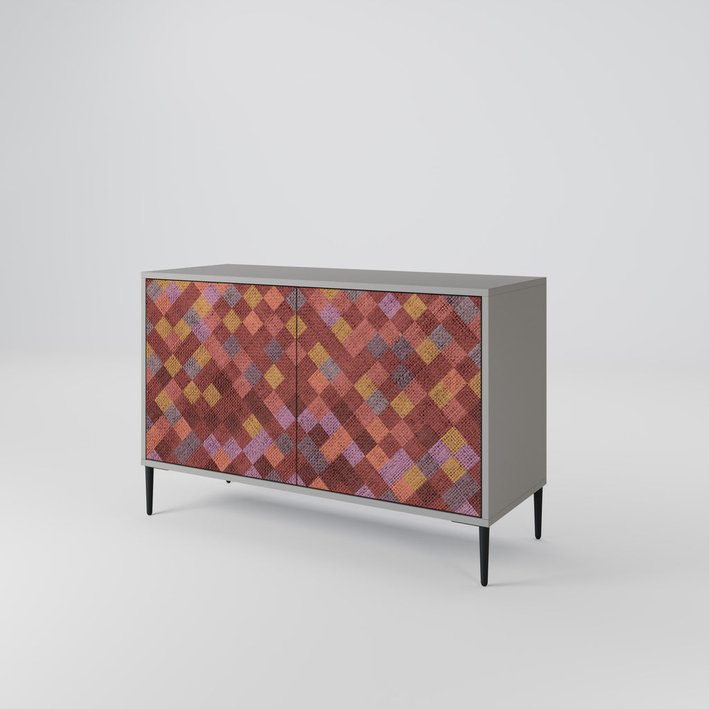 PAINTED SQUARES 2-Door Sideboard in Grey Finish