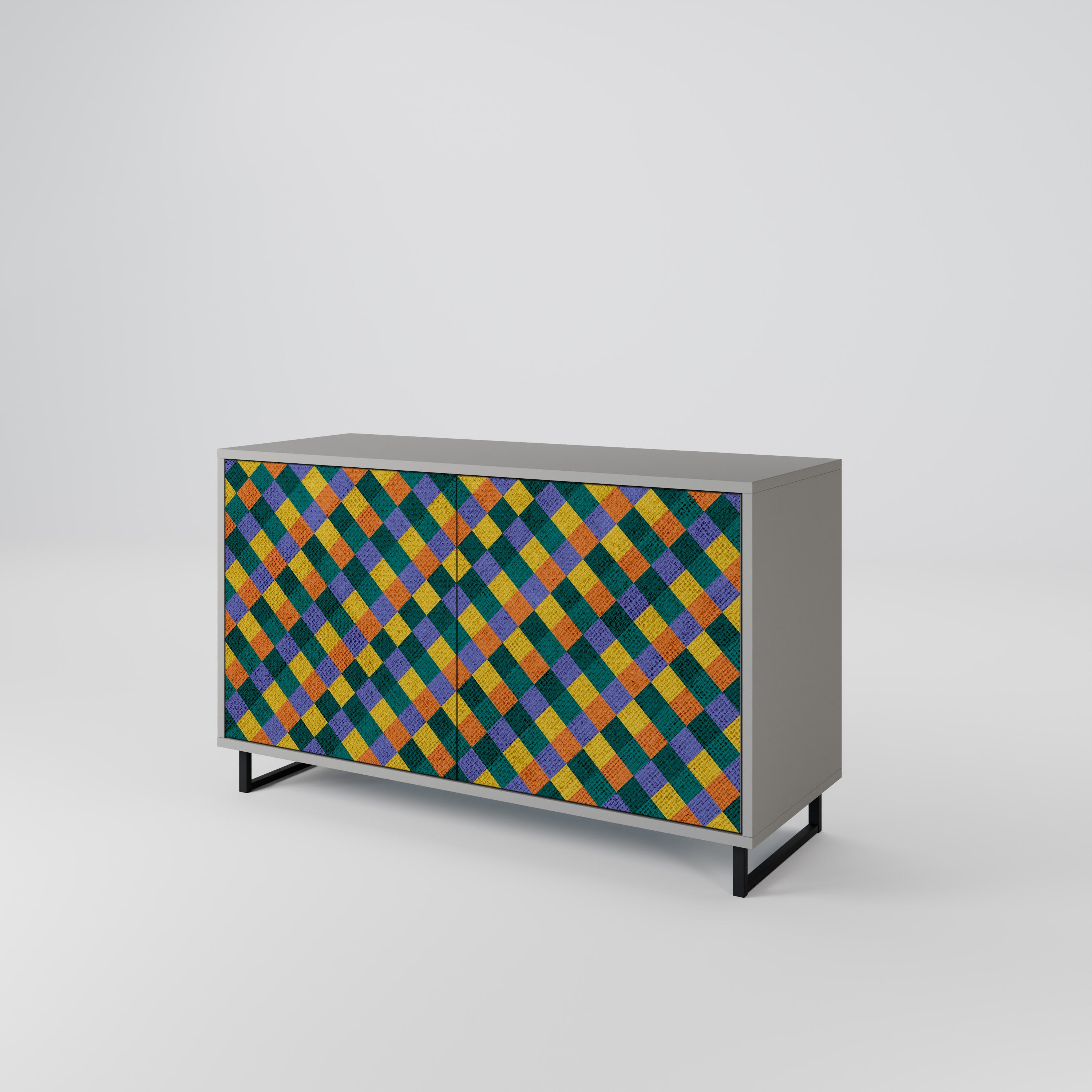 PAINTED SQUARES MIX 2-Door Sideboard in Grey Finish