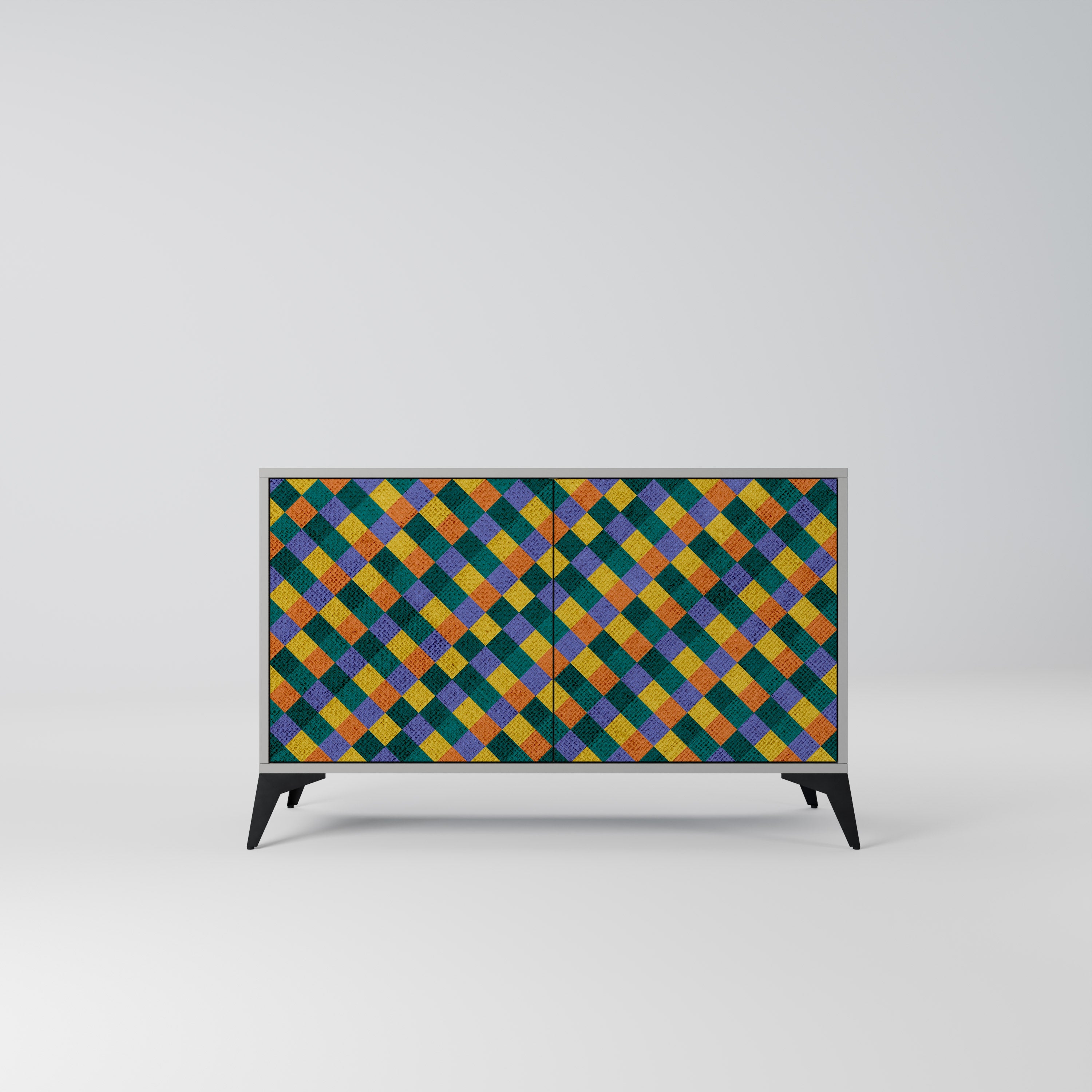 PAINTED SQUARES MIX 2-Door Sideboard in Grey Finish