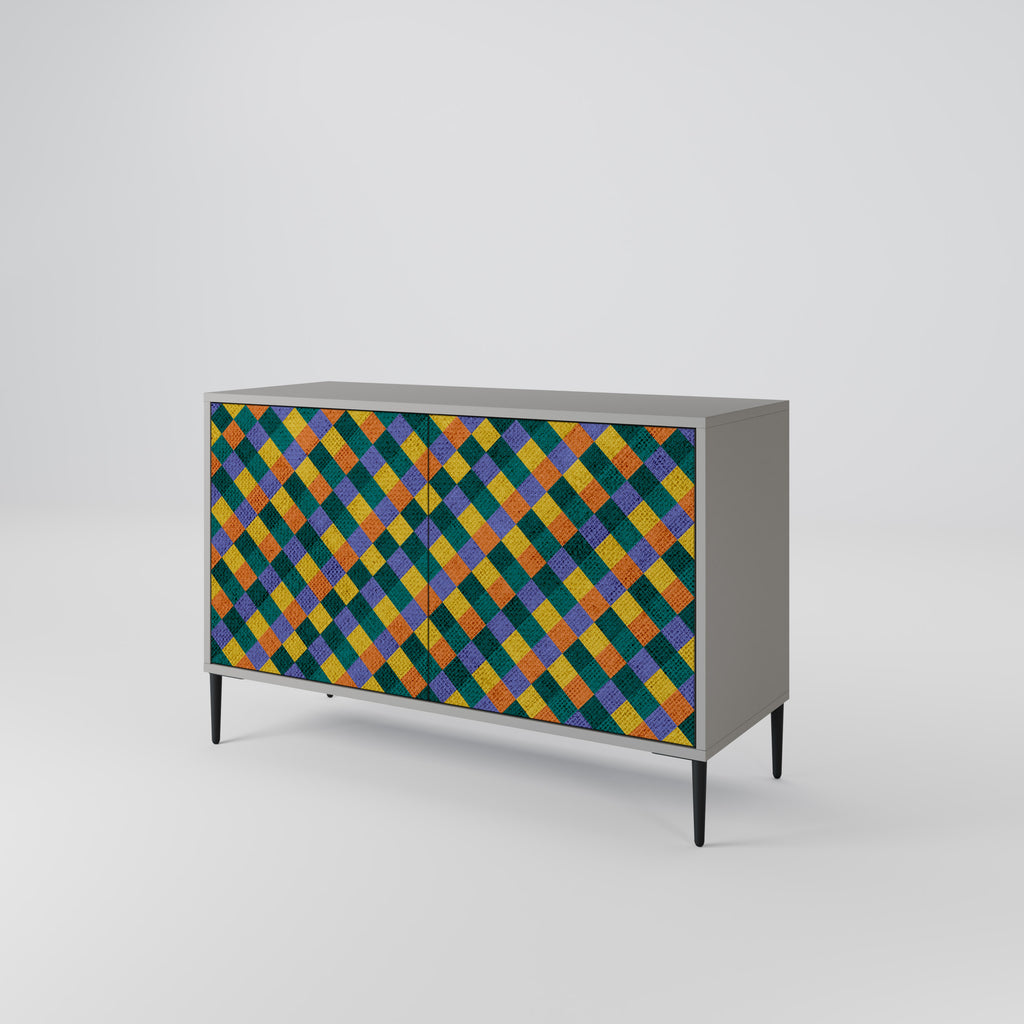PAINTED SQUARES MIX 2-Door Sideboard in Grey Finish