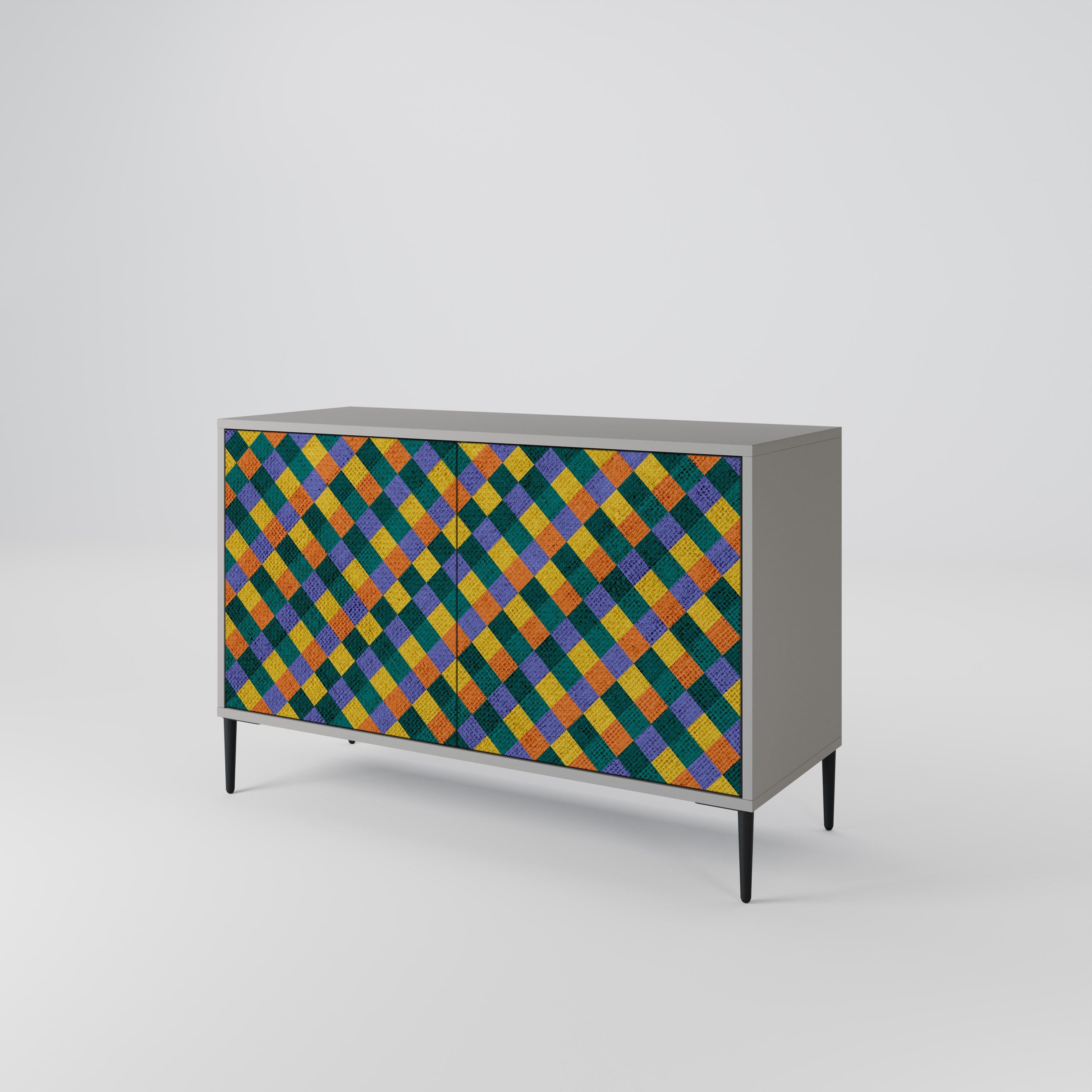 PAINTED SQUARES MIX 2-Door Sideboard in Grey Finish