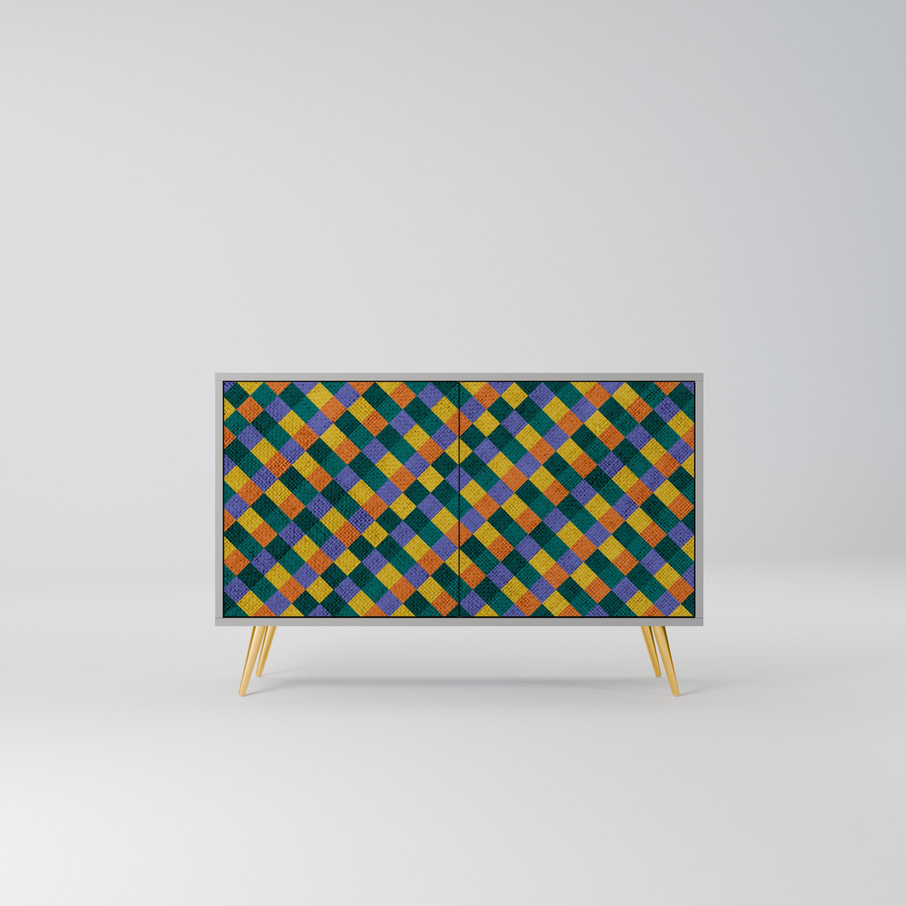 PAINTED SQUARES MIX 2-Door Sideboard in Grey Finish