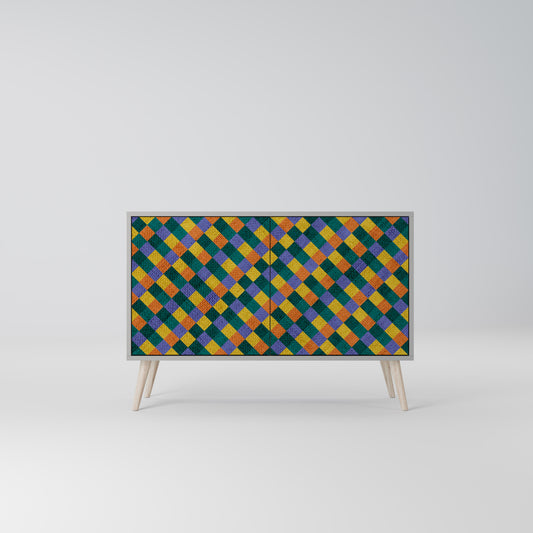 PAINTED SQUARES MIX 2-Door Sideboard in Grey Finish