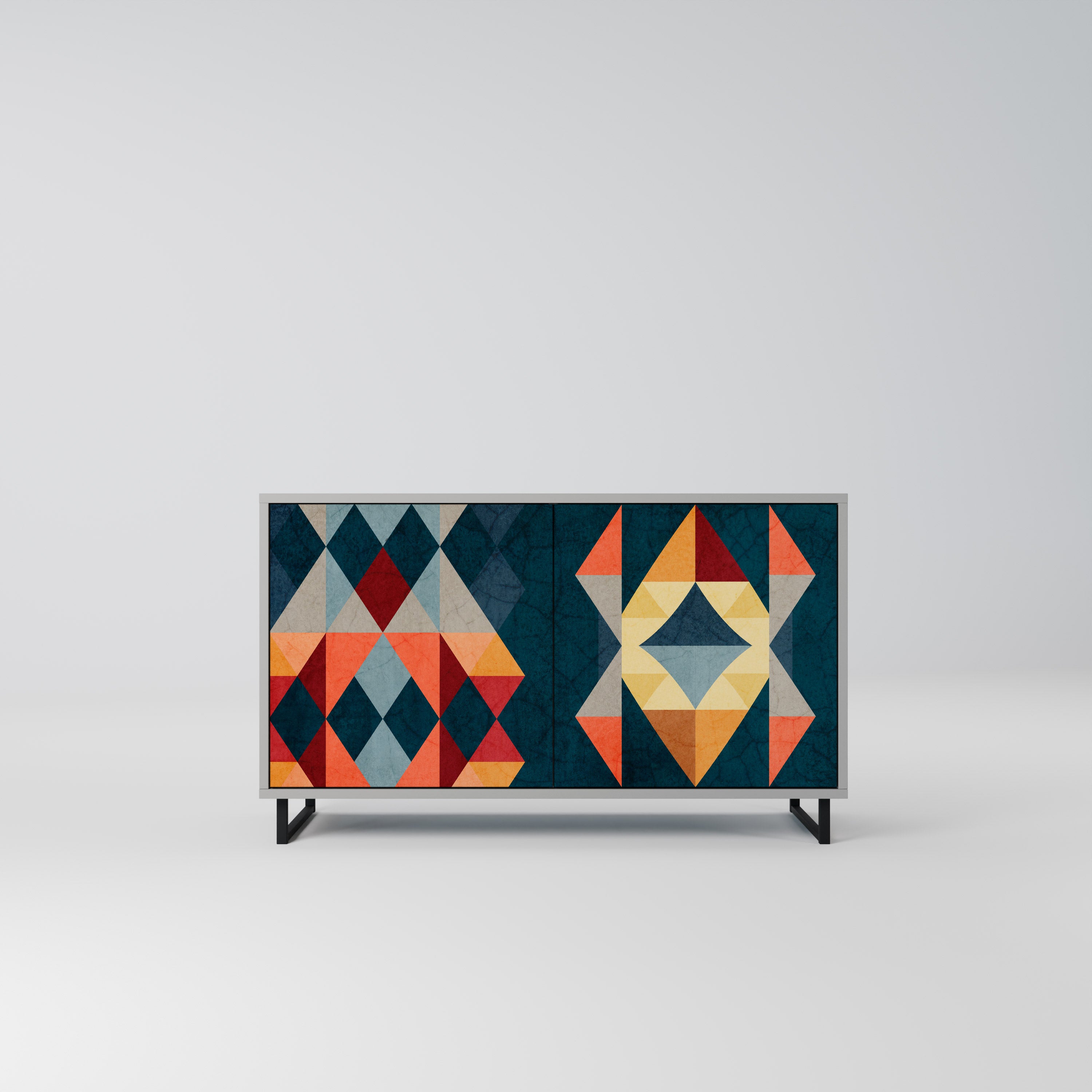 CRACKED ILLUSION 2-Door Sideboard in Grey Finish