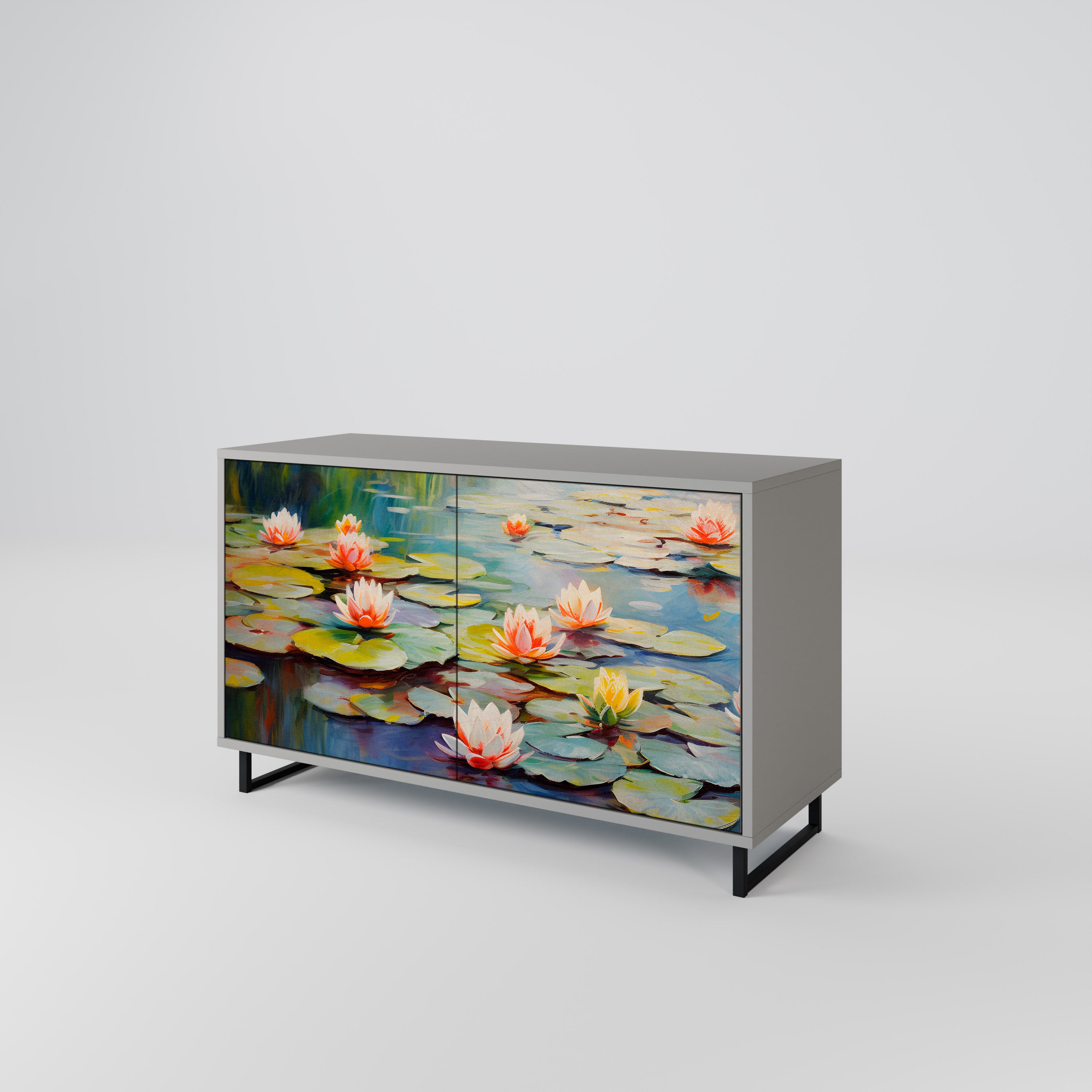 BLOOMING WATERS 2-Door Sideboard in Grey Finish