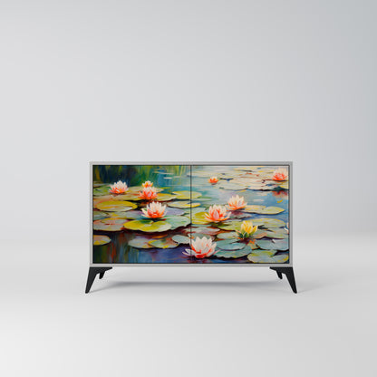 BLOOMING WATERS 2-Door Sideboard in Grey Finish