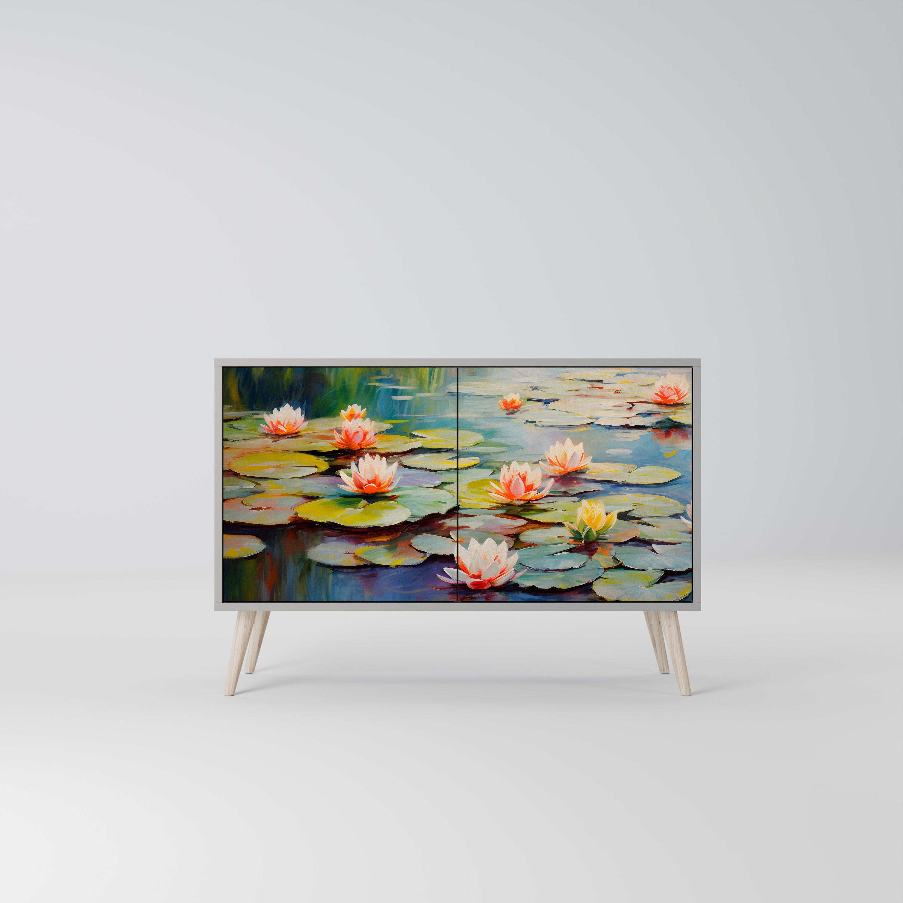 BLOOMING WATERS 2-Door Sideboard in Grey Finish
