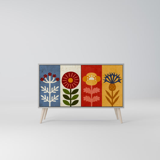 SCANDIC FLOWERET 2-Door Sideboard in Grey Finish