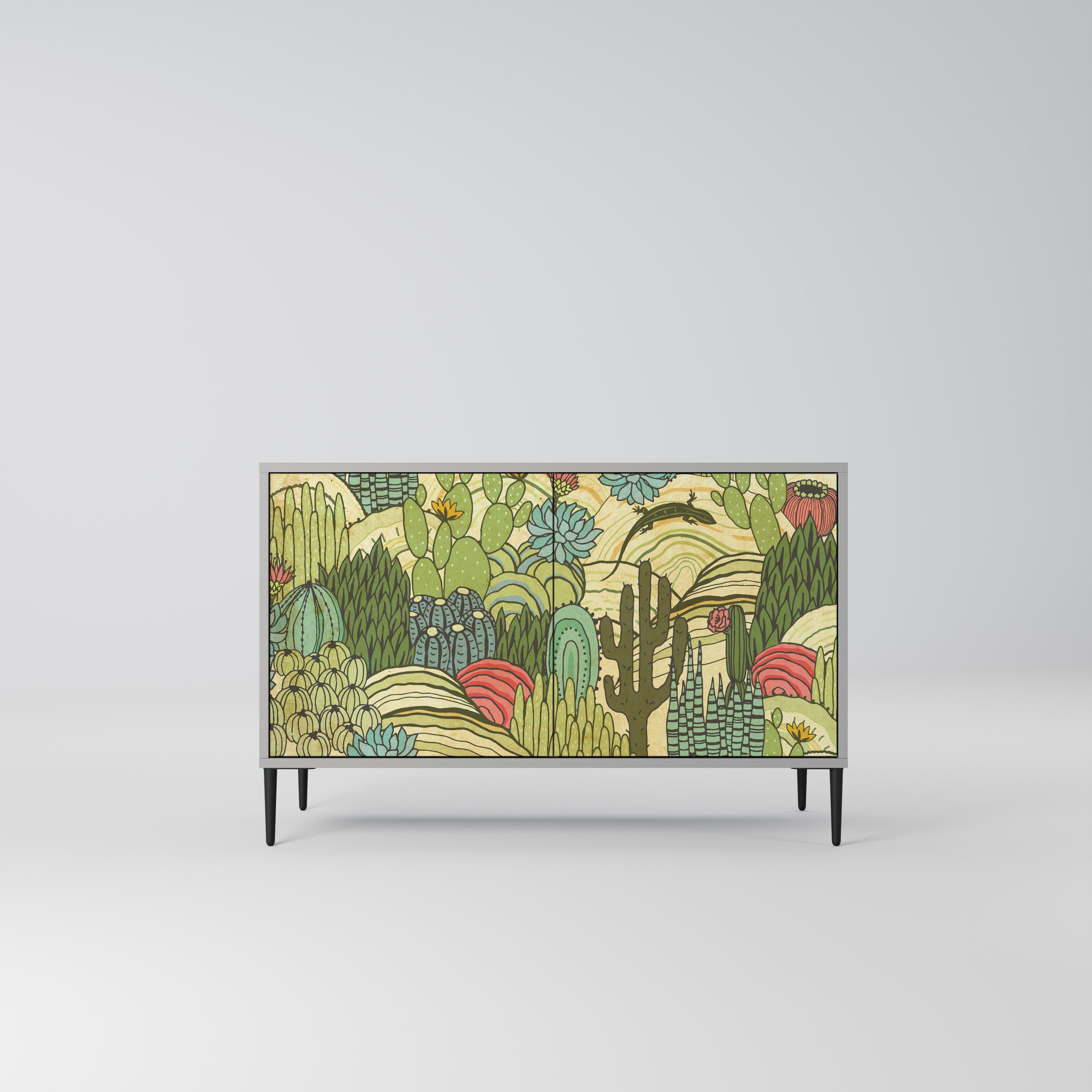SUCCULENTS KALEIDOSCOPE 2-Door Sideboard in Grey Finish