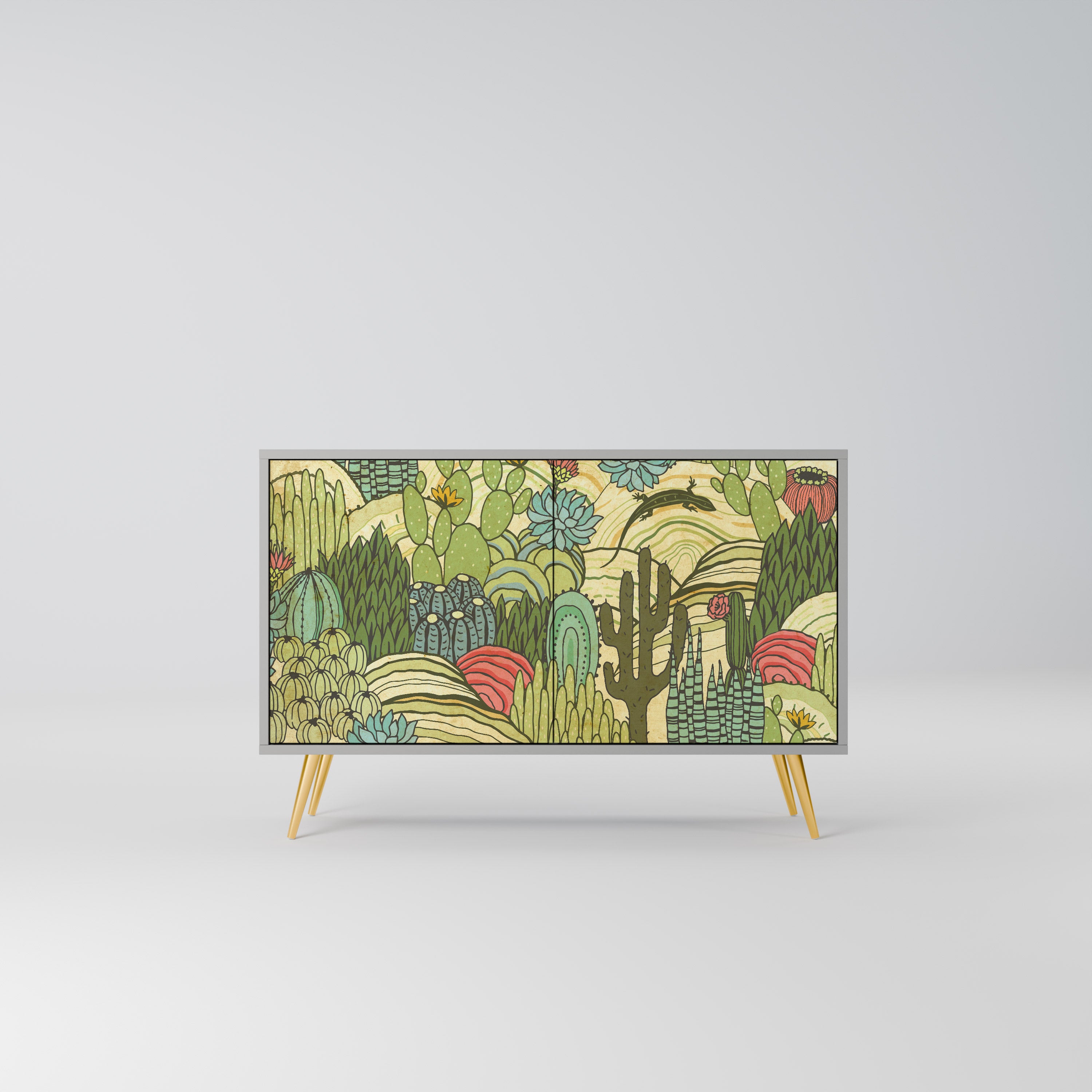 SUCCULENTS KALEIDOSCOPE 2-Door Sideboard in Grey Finish