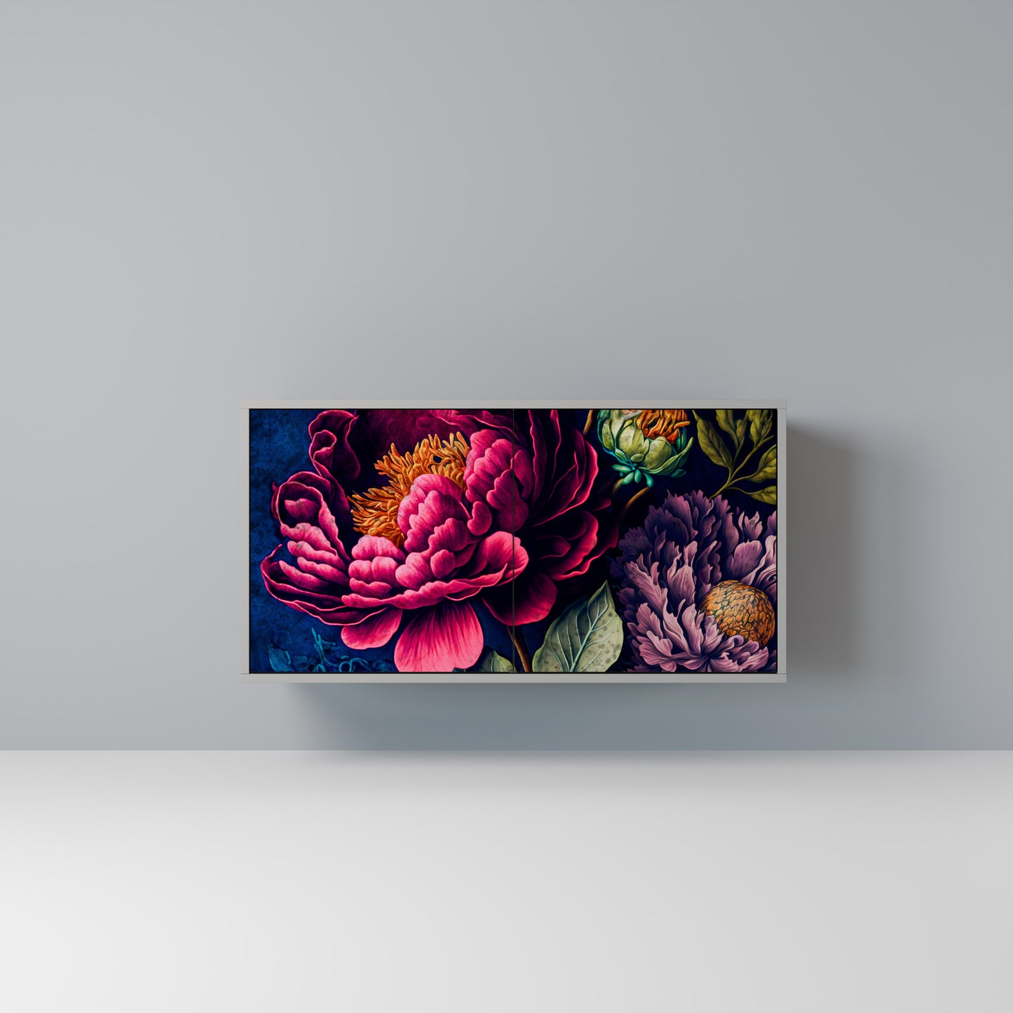 BLOOMING ELEGANCE 2-Door Sideboard in Grey Finish