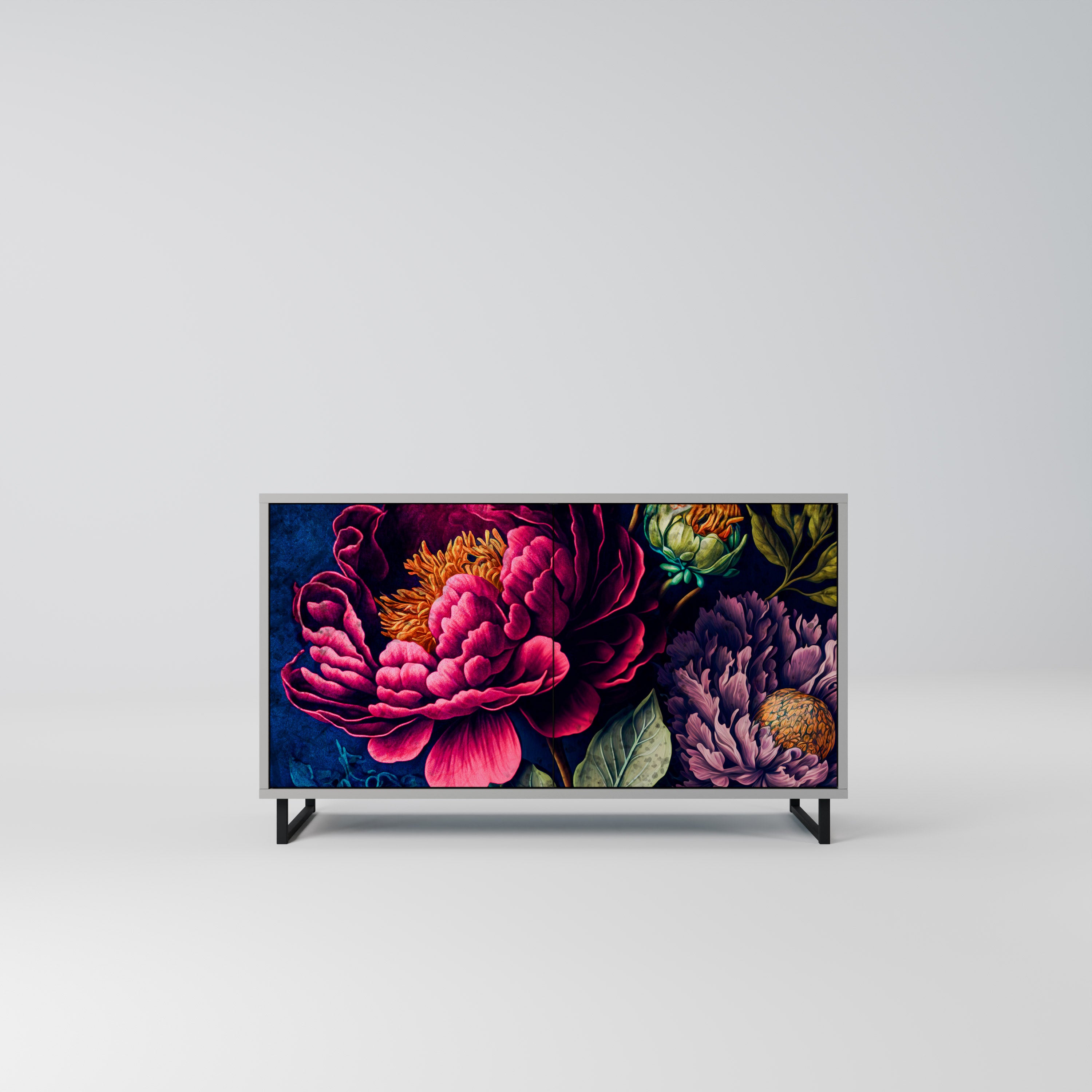 BLOOMING ELEGANCE 2-Door Sideboard in Grey Finish