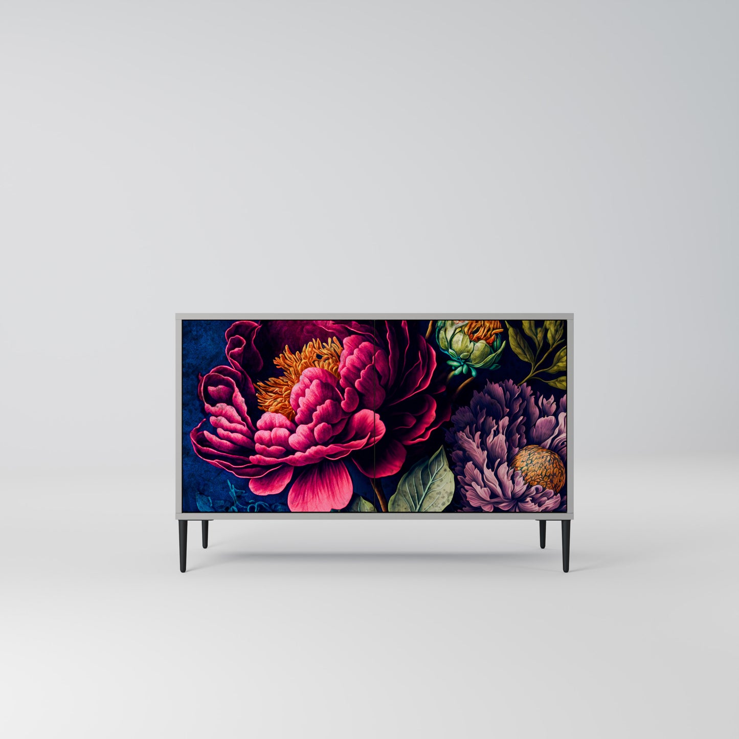 BLOOMING ELEGANCE 2-Door Sideboard in Grey Finish